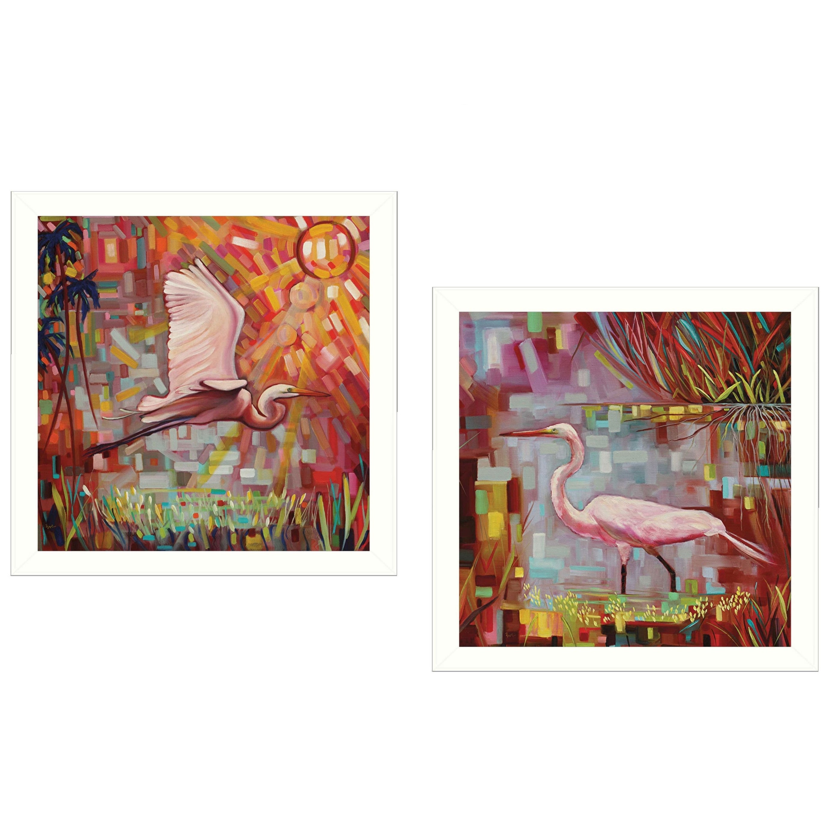 "Everglades Gliders Collection" 2-Piece Vignette By Ed Wargo, Printed Wall Art, Ready To Hang Framed Poster, White Frame--1