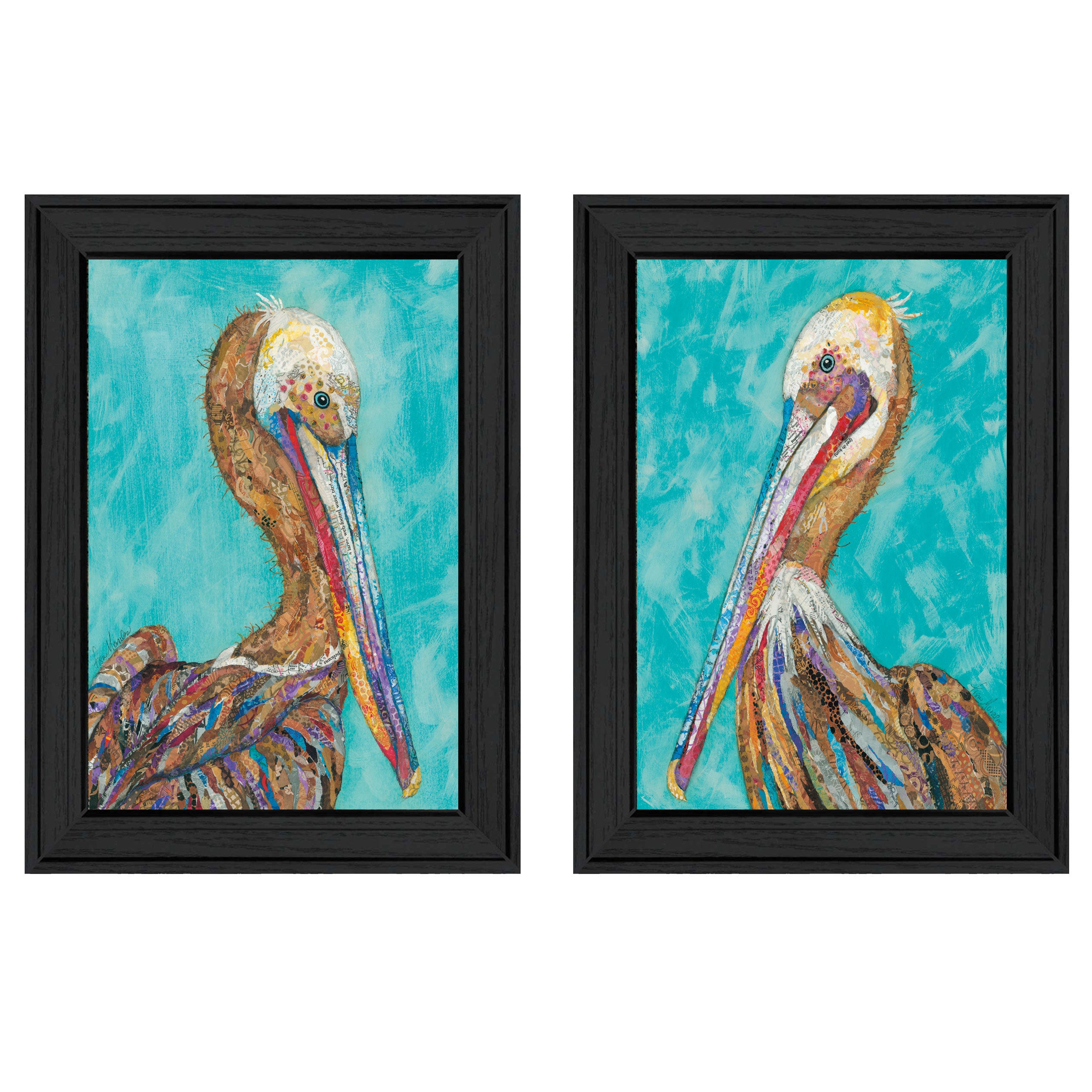 "Pelicans" 2-Piece Vignette By Lisa Morales, Black Frame--1