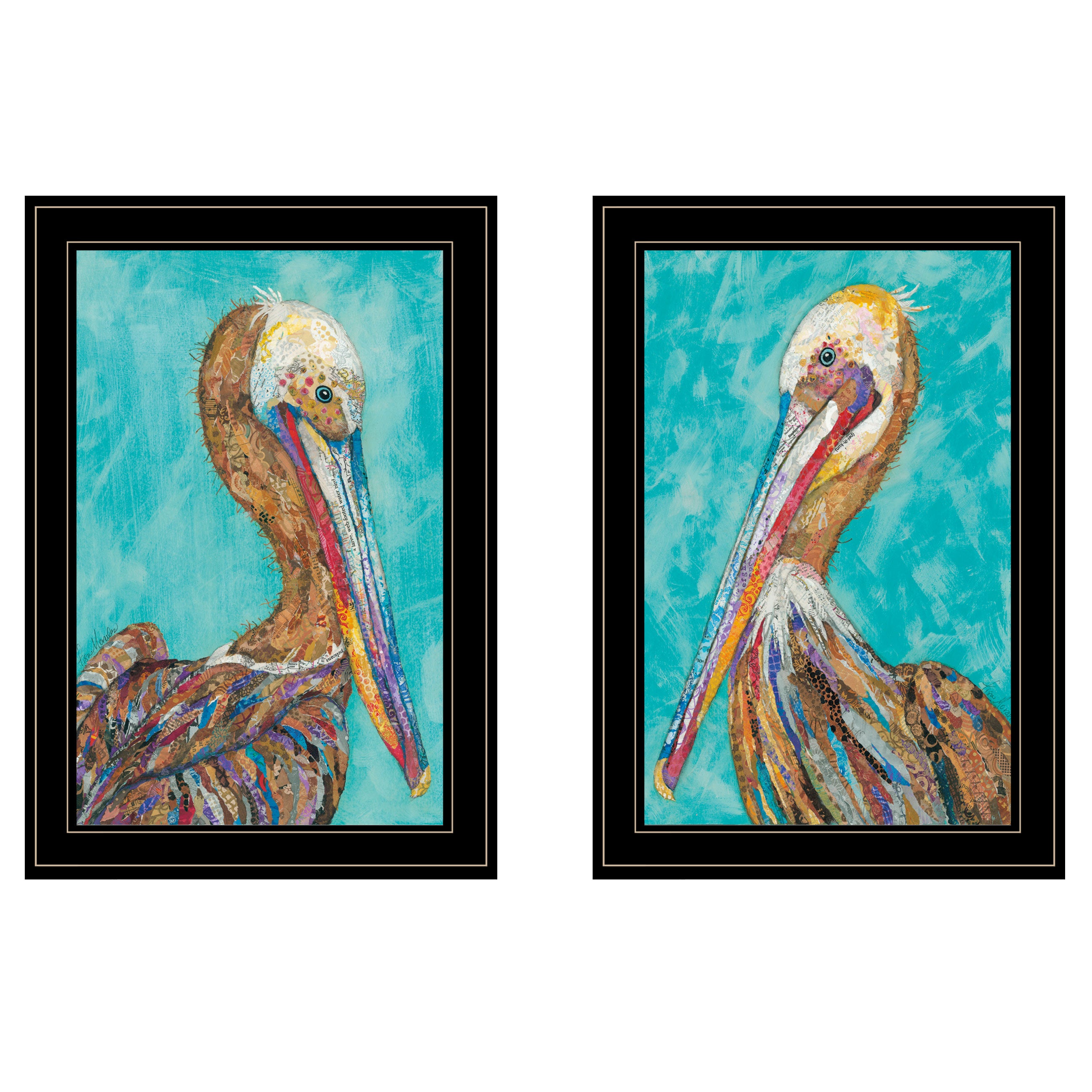 "Pelicans" 2-Piece Vignette By Lisa Morales, Black Frame--1