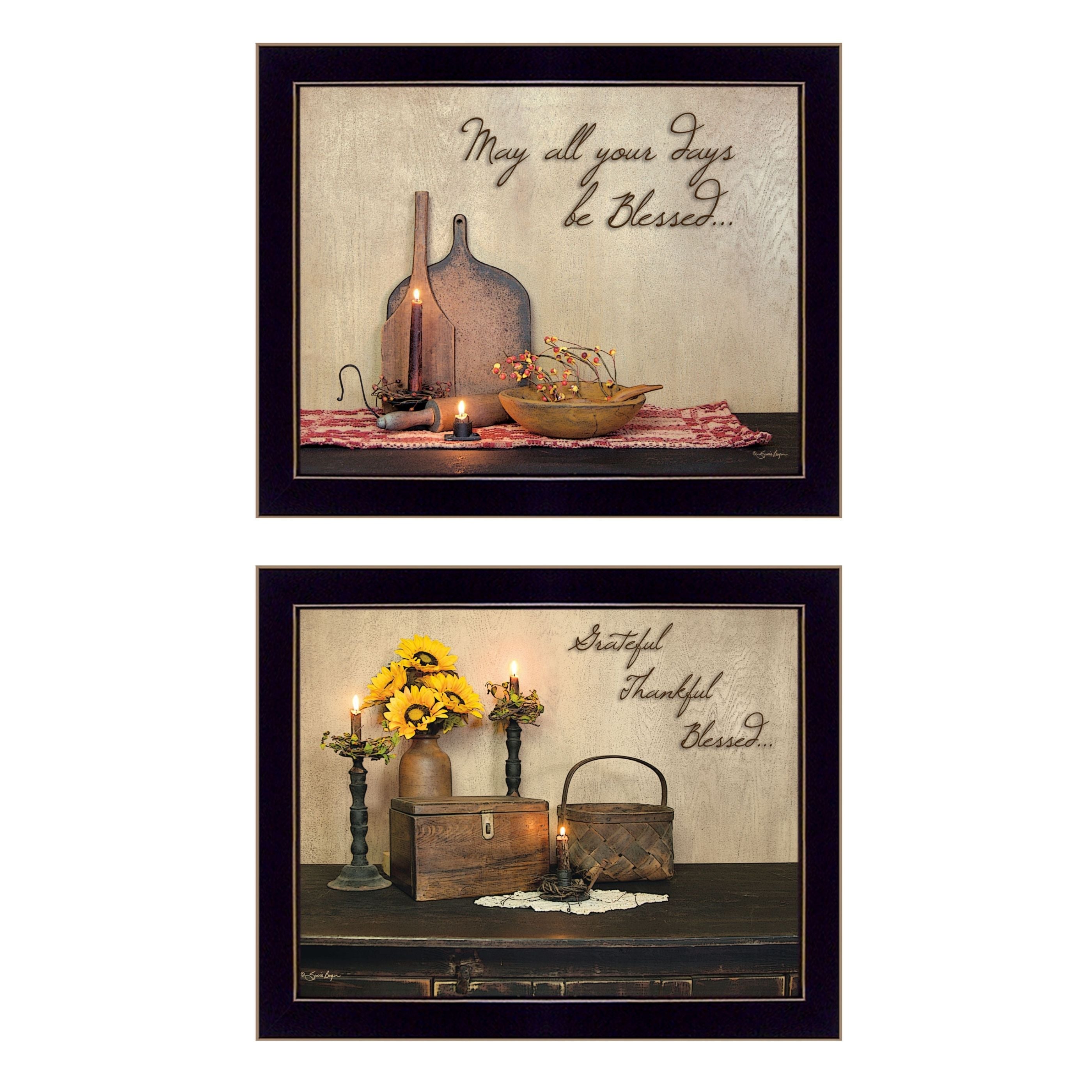 "Twice Blessed Collection" 2-Piece Vignette By Susan Boyer, Printed Wall Art, Ready To Hang Framed Poster, Black Frame--1