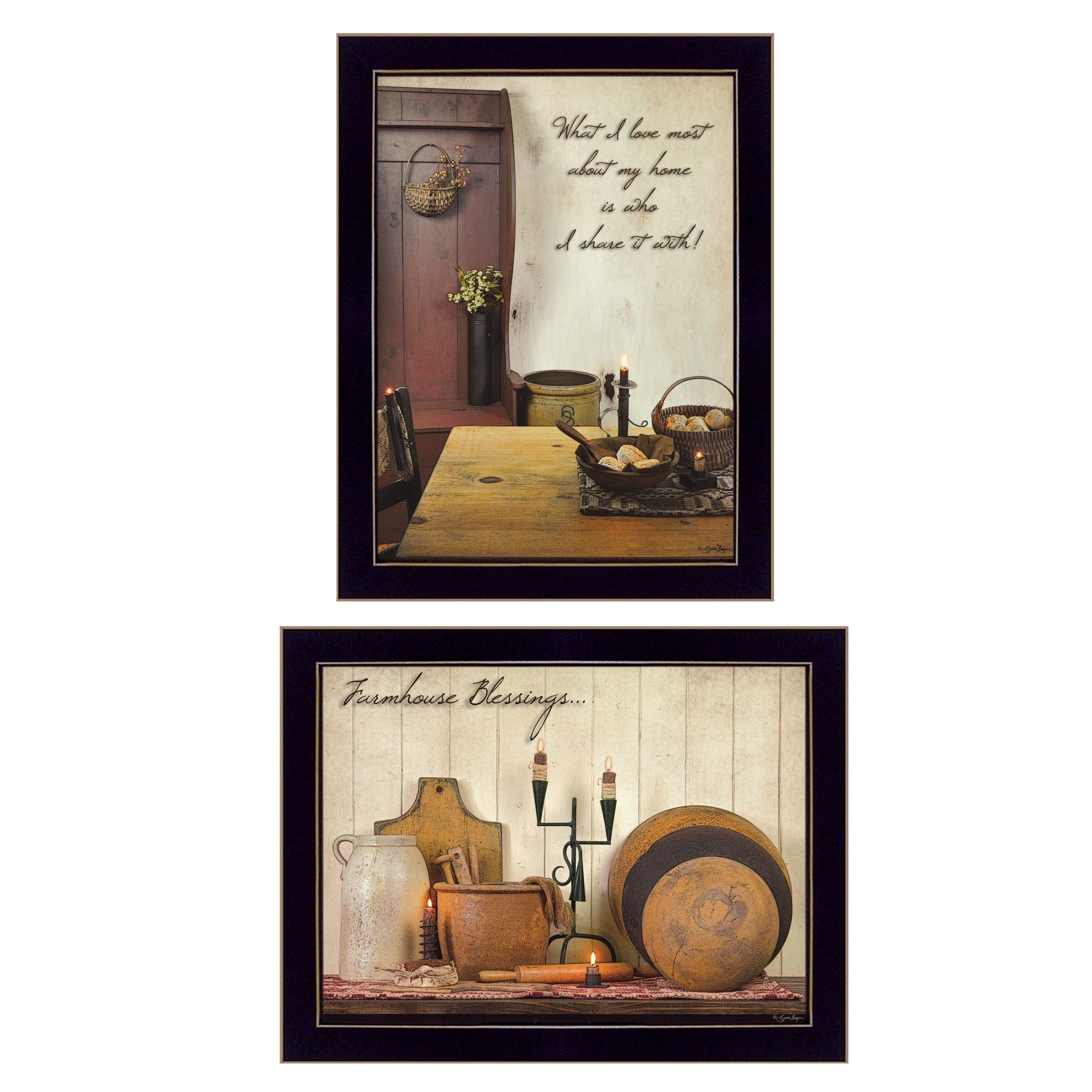 "What I Love Most Collection" 2-Piece Vignette By Susan Boyer, Printed Wall Art, Ready To Hang Framed Poster, Black Frame--1