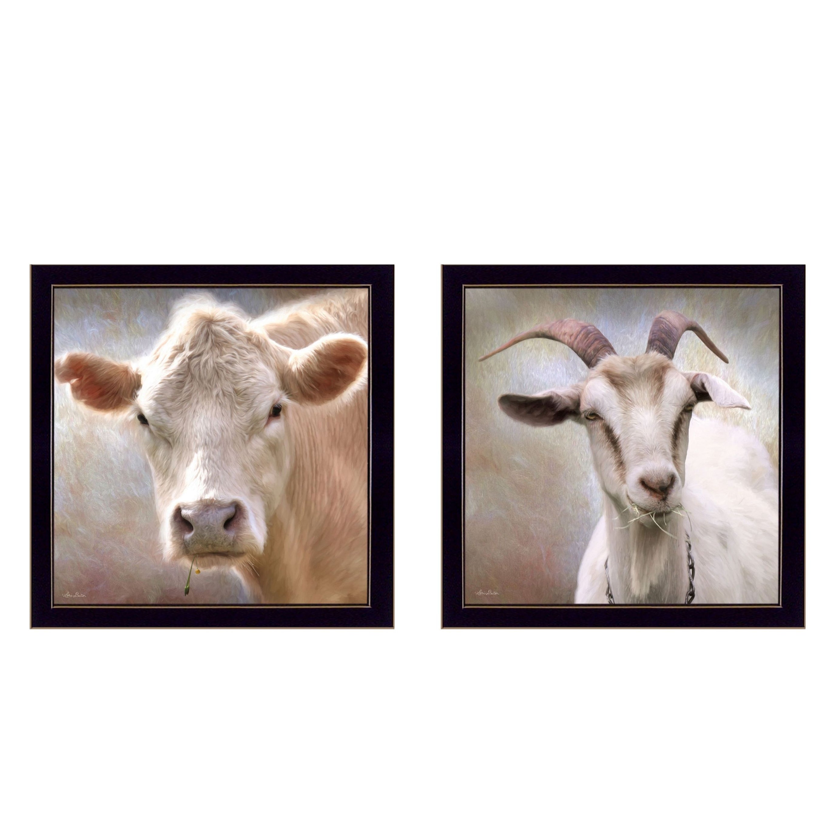 "Up Close on the Farm Collection" 2-Piece Vignette By Lori Deiter, Printed Wall Art, Ready To Hang Framed Poster, Black Frame--1