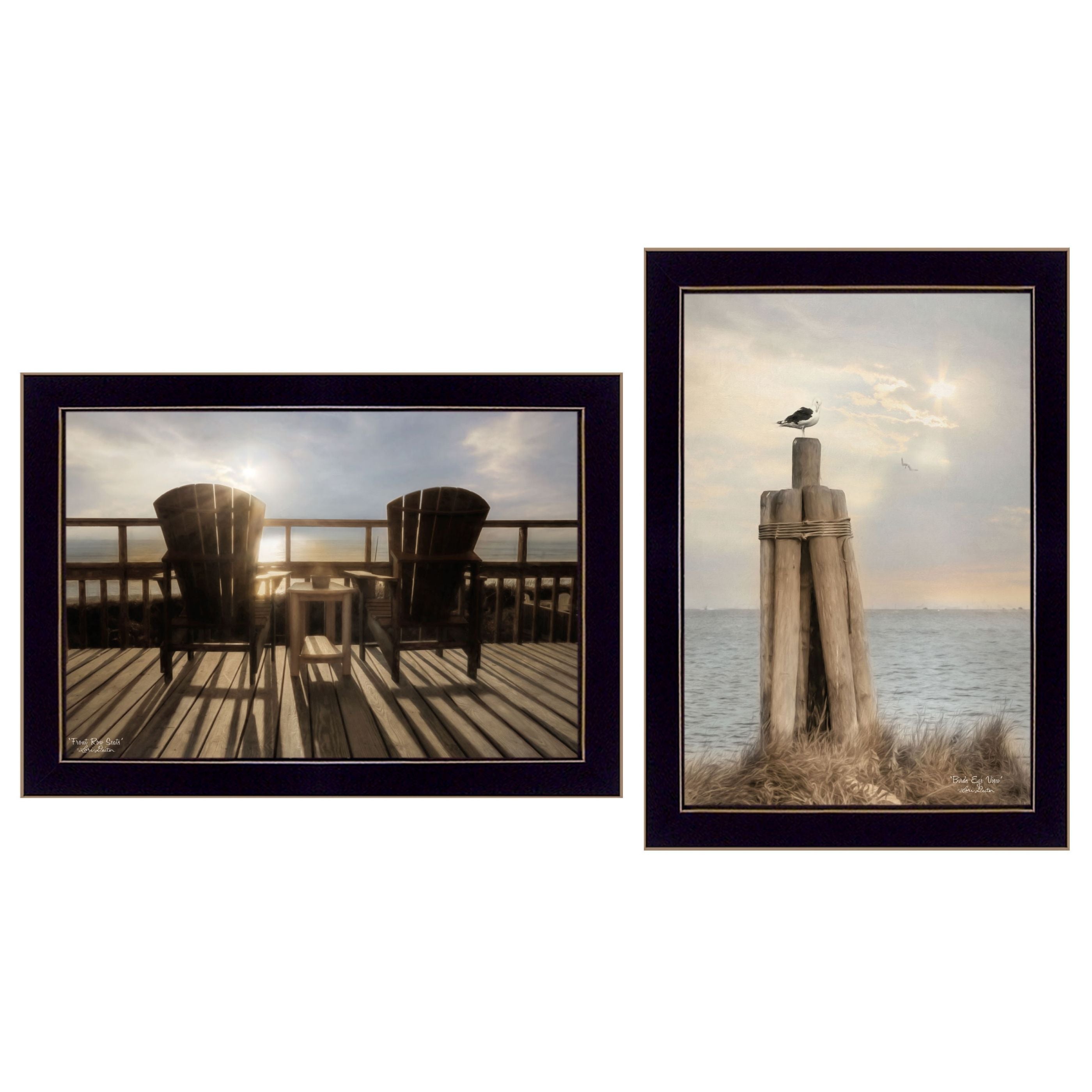 "By The Sea Collection" 2-Piece Vignette By Lori Deiter, Printed Wall Art, Ready To Hang Framed Poster, Black Frame--1