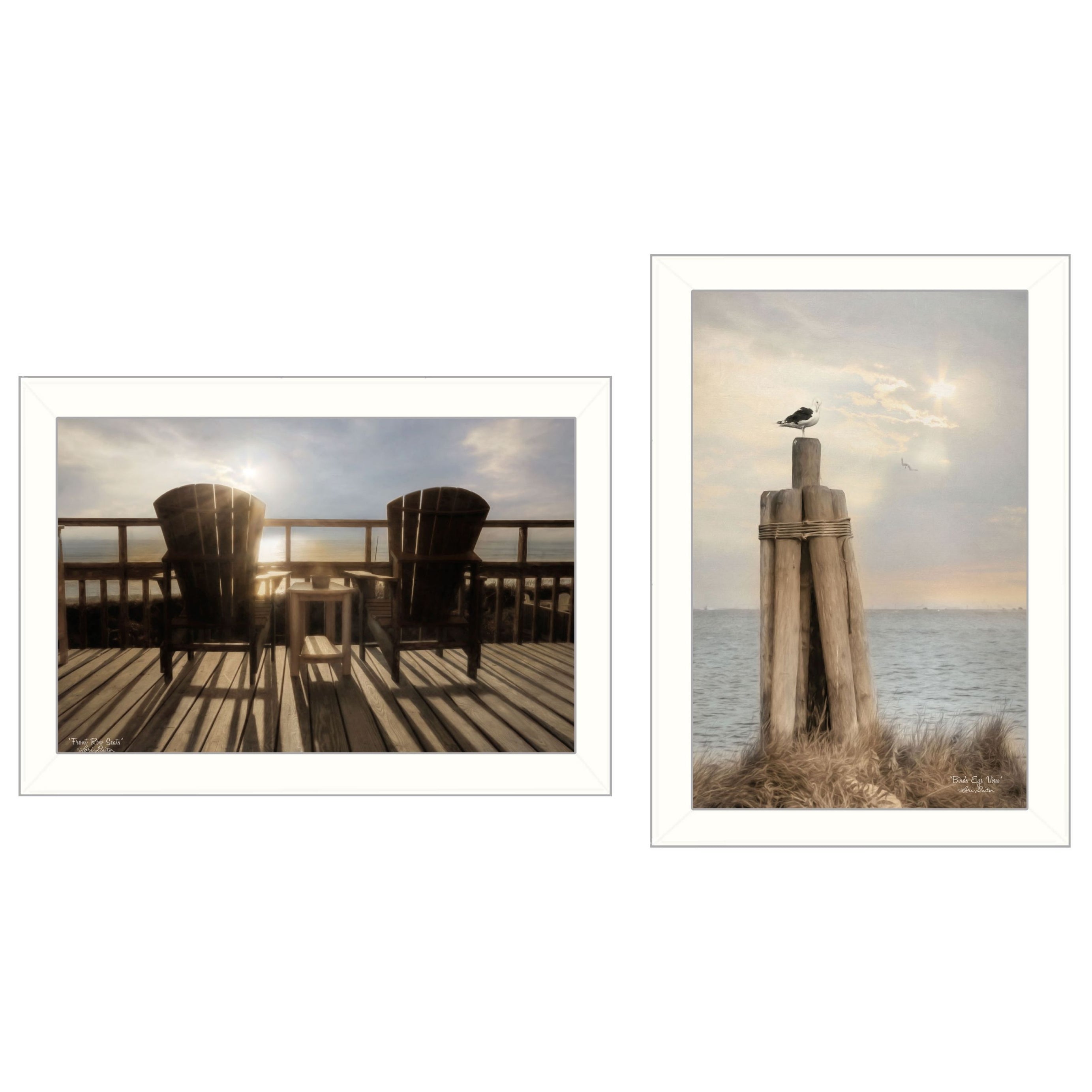 "By The Sea Collection" 2-Piece Vignette By Lori Deiter, Printed Wall Art, Ready To Hang Framed Poster, White Frame--1