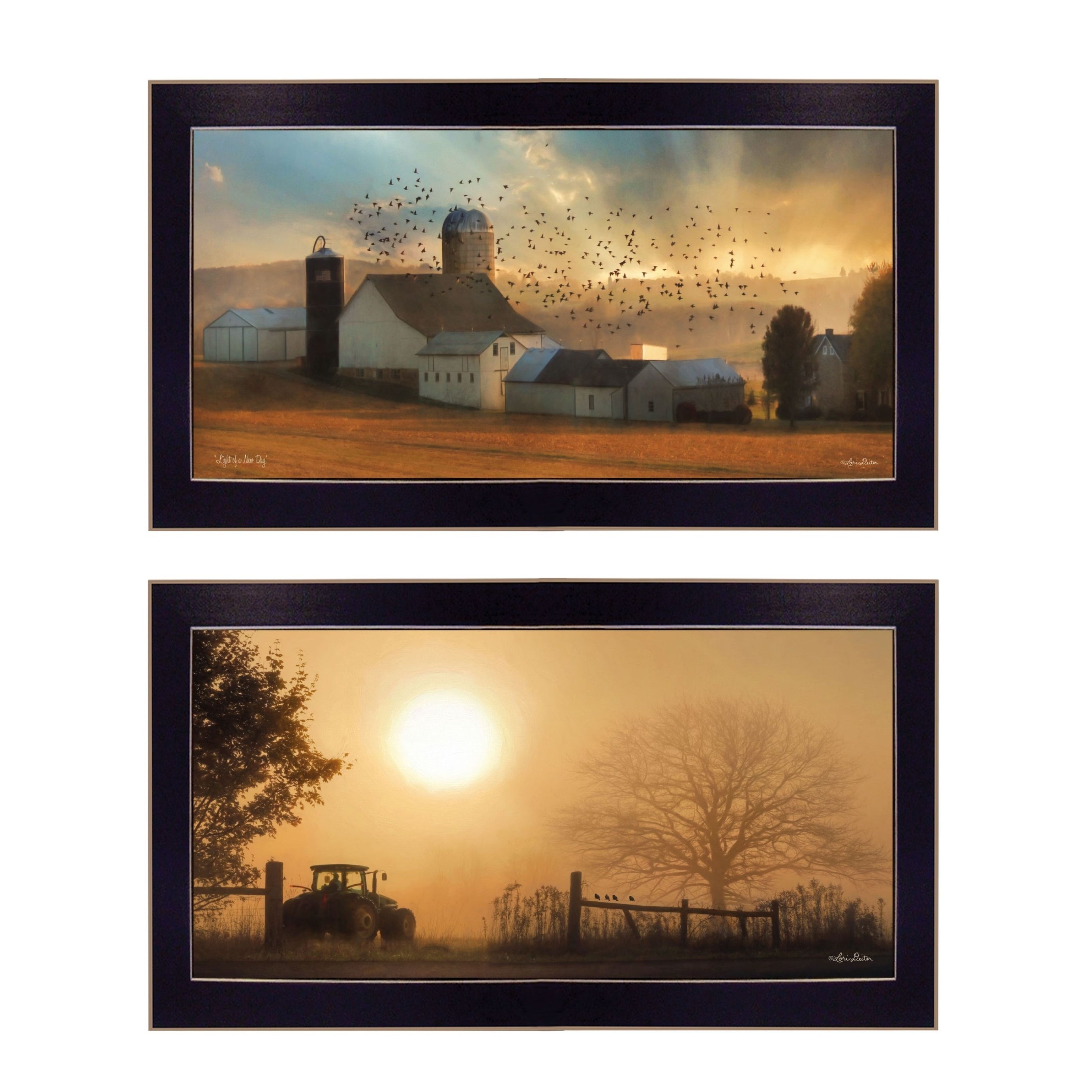 "Light of a New Day Collection" 2-Piece Vignette By Lori Deiter, Printed Wall Art, Ready To Hang Framed Poster, Black Frame--1