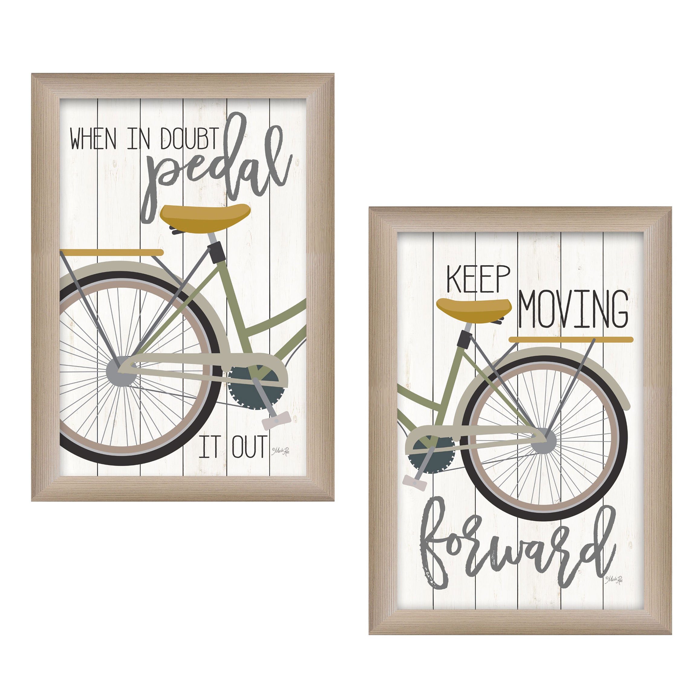 "Pedal it Out" 2-Piece Vignette by Marla Rae, Beige Frame--1