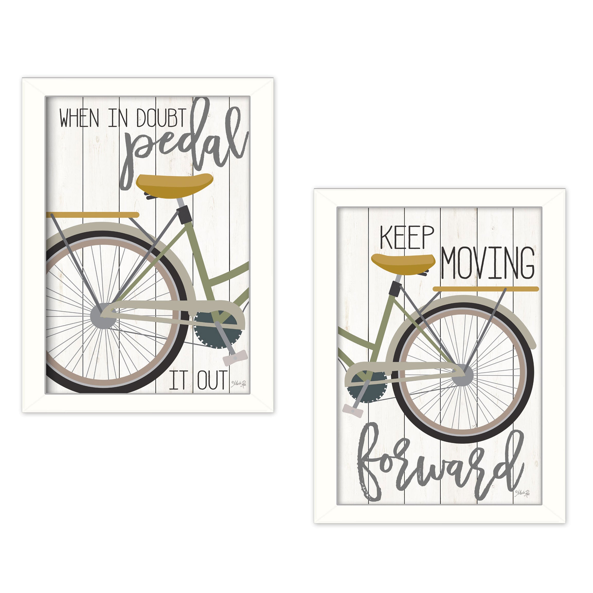 "Pedal it Out" 2-Piece Vignette by Marla Rae, White--1