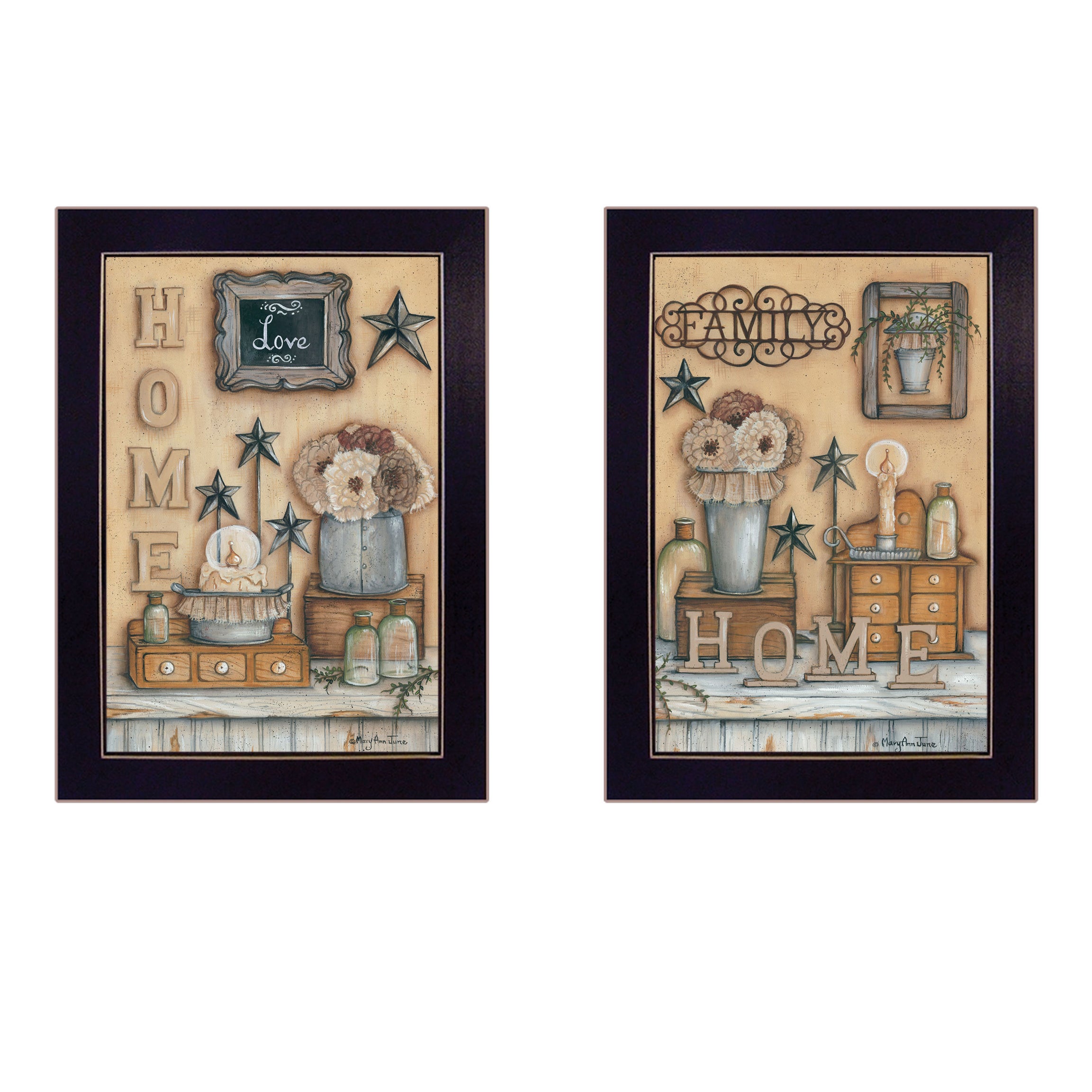 "Where Family & Friends Gather II" 2-Piece Vignette by Mary Ann June, Black Frame--1