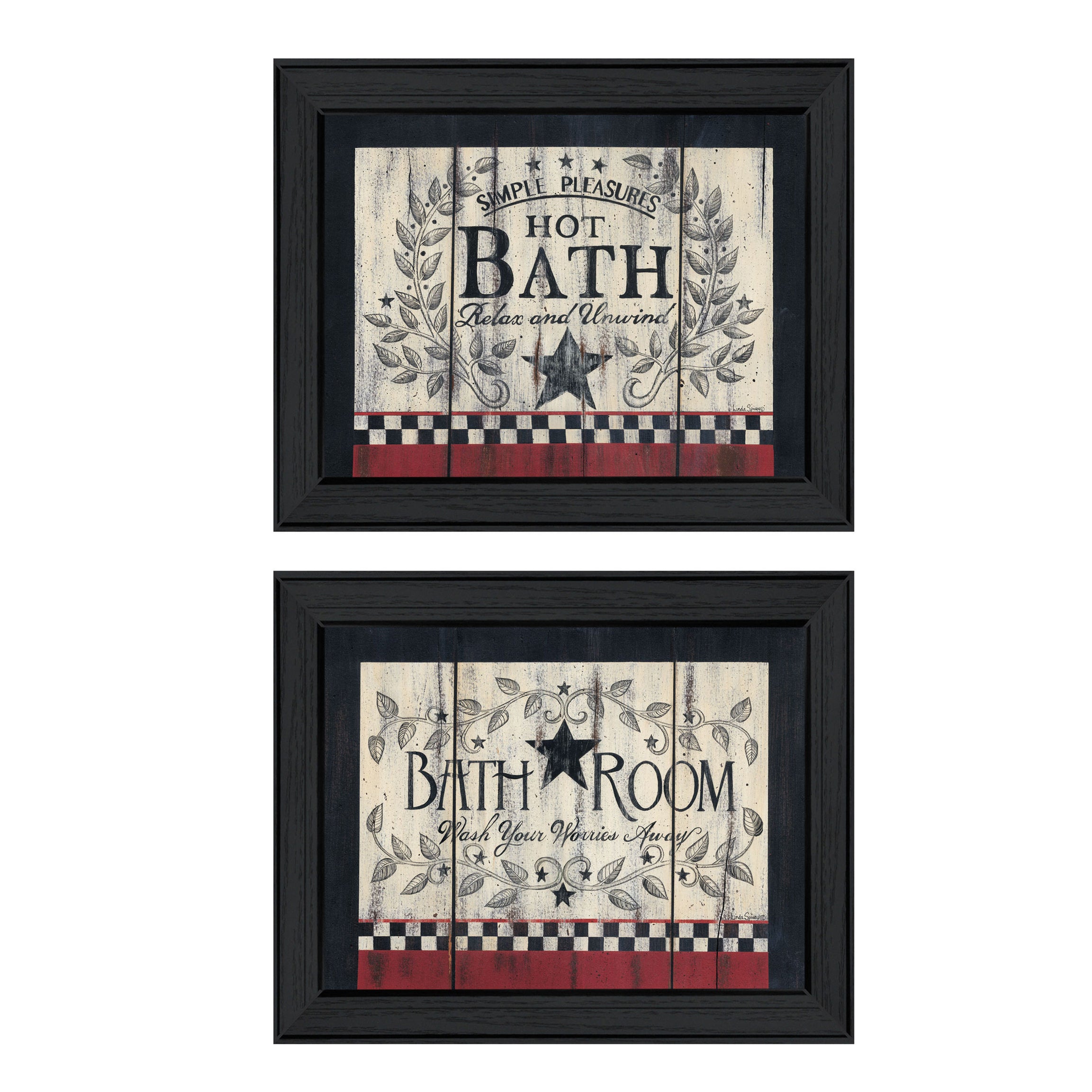 "Hot Bath" 2-Piece Vignette by Linda Spivey, Black Frame--1