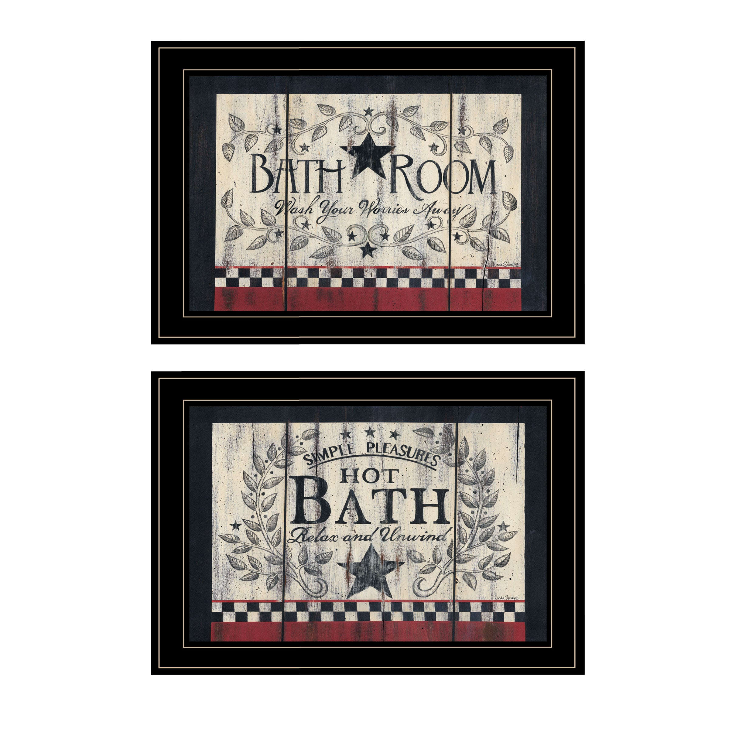 "Hot Bath" 2-Piece Vignette by Linda Spivey, Black Frame--1