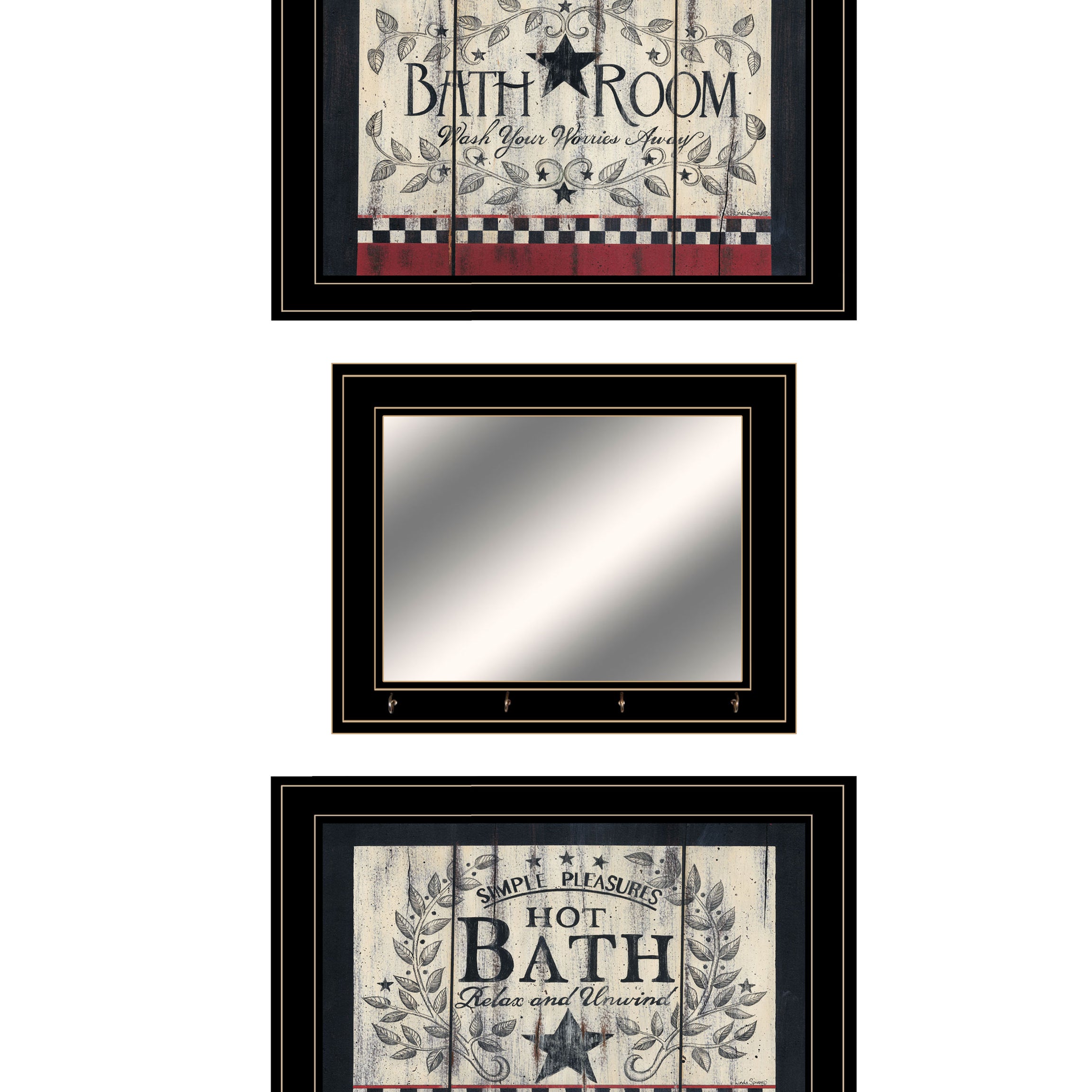 "Hot Bath" 3-Piece Vignette By Linda Spivey, Ready to Hang Framed Print, Black Frame--1