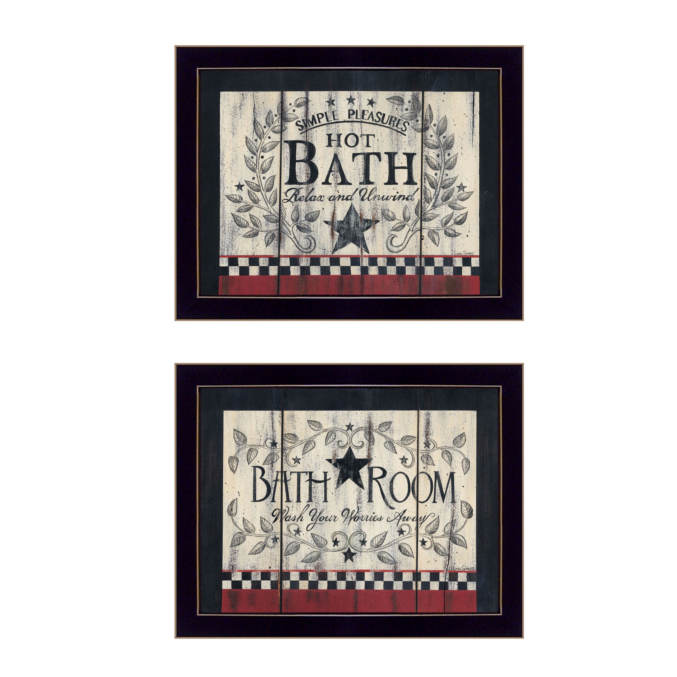 "Hot Bath" 2-Piece Vignette by Linda Spivey, Black Frame--1