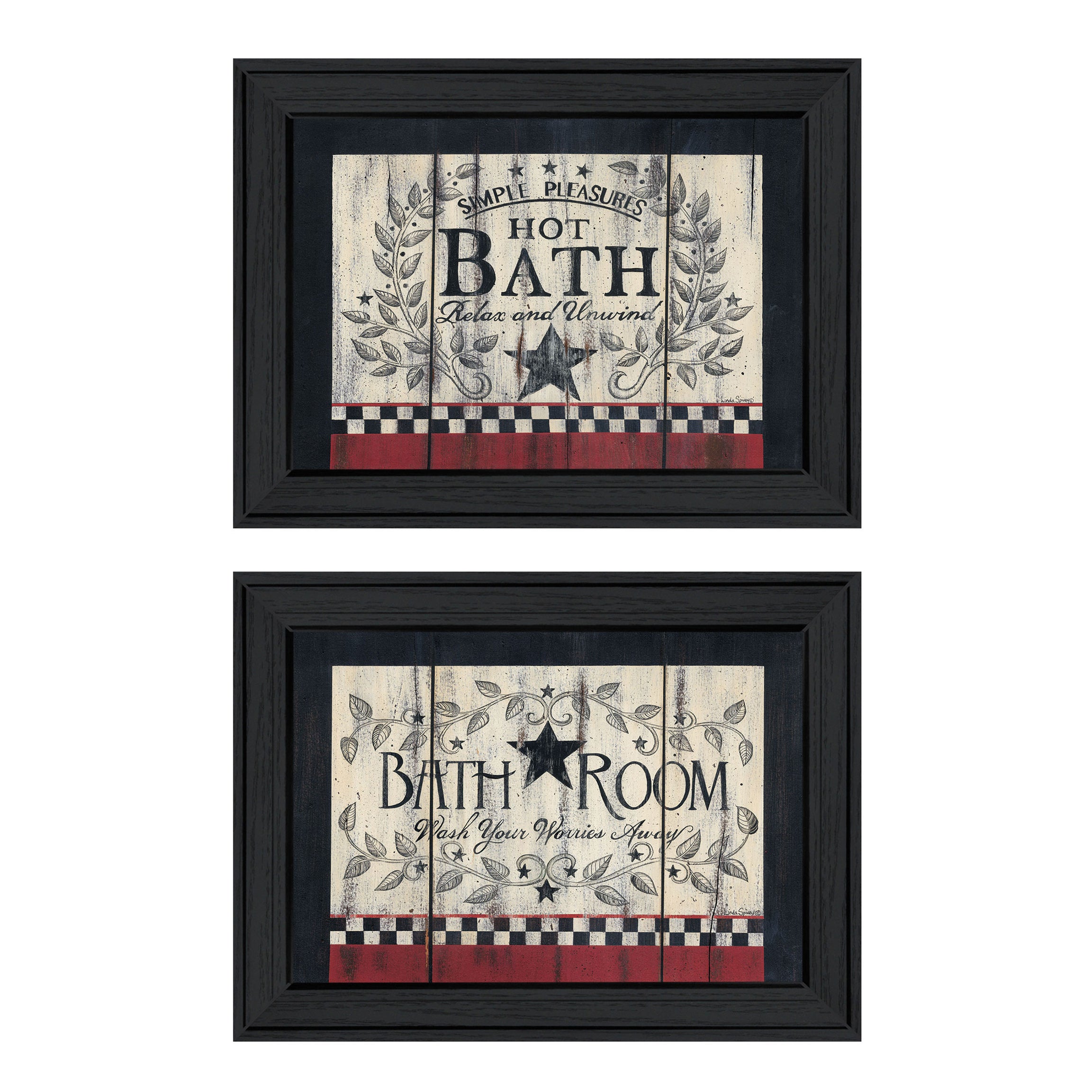 "Hot Bath" 2-Piece Vignette by Linda Spivey, Black Frame--1