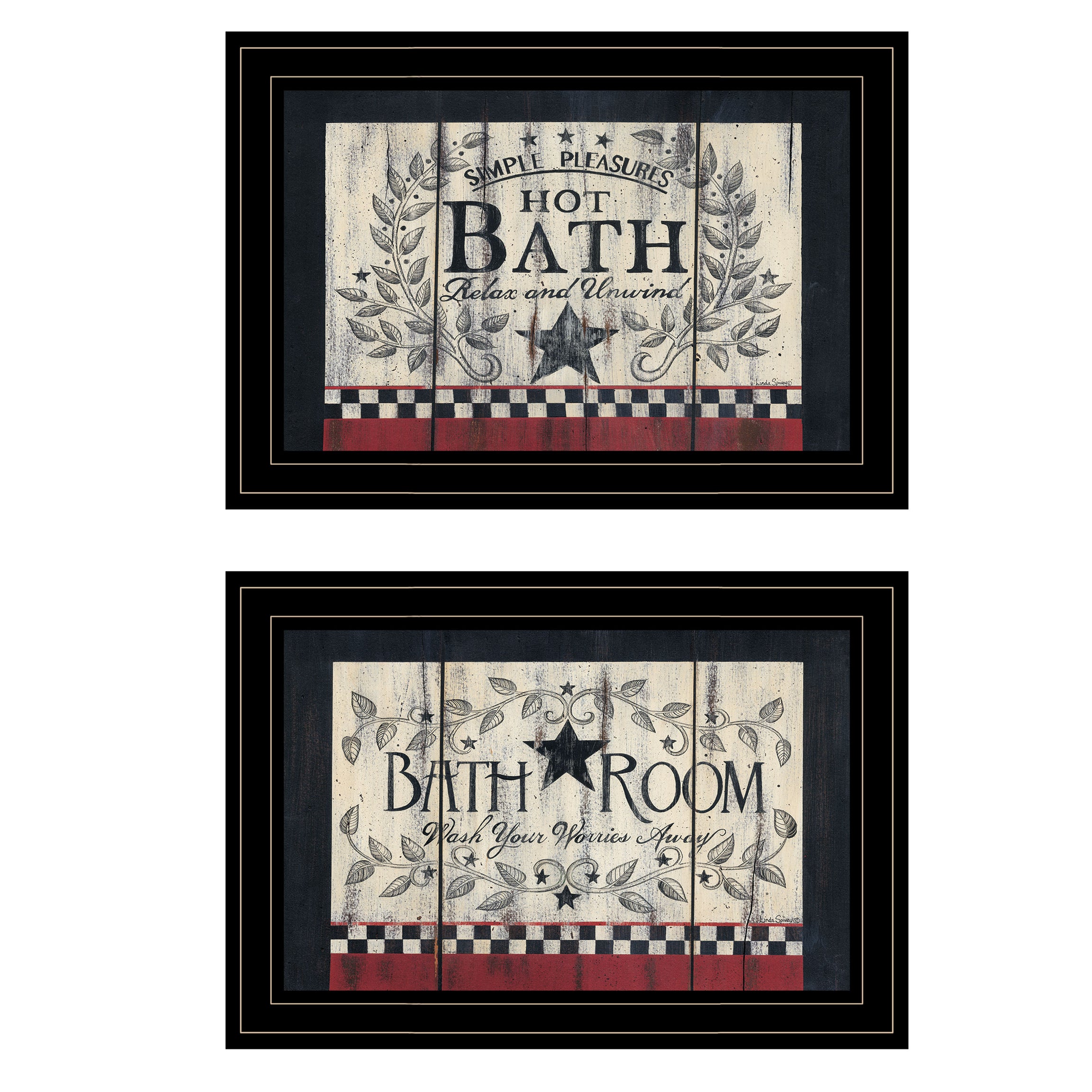 "Hot Bath" 2-Piece Vignette By Linda Spivey, Black Frame--1