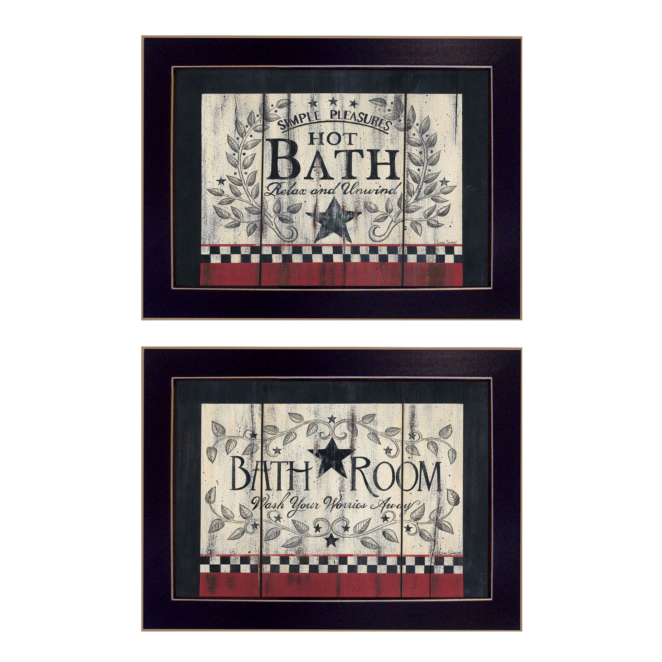 "Hot Bath" 2-Piece Vignette by Linda Spivey, Black Frame--1