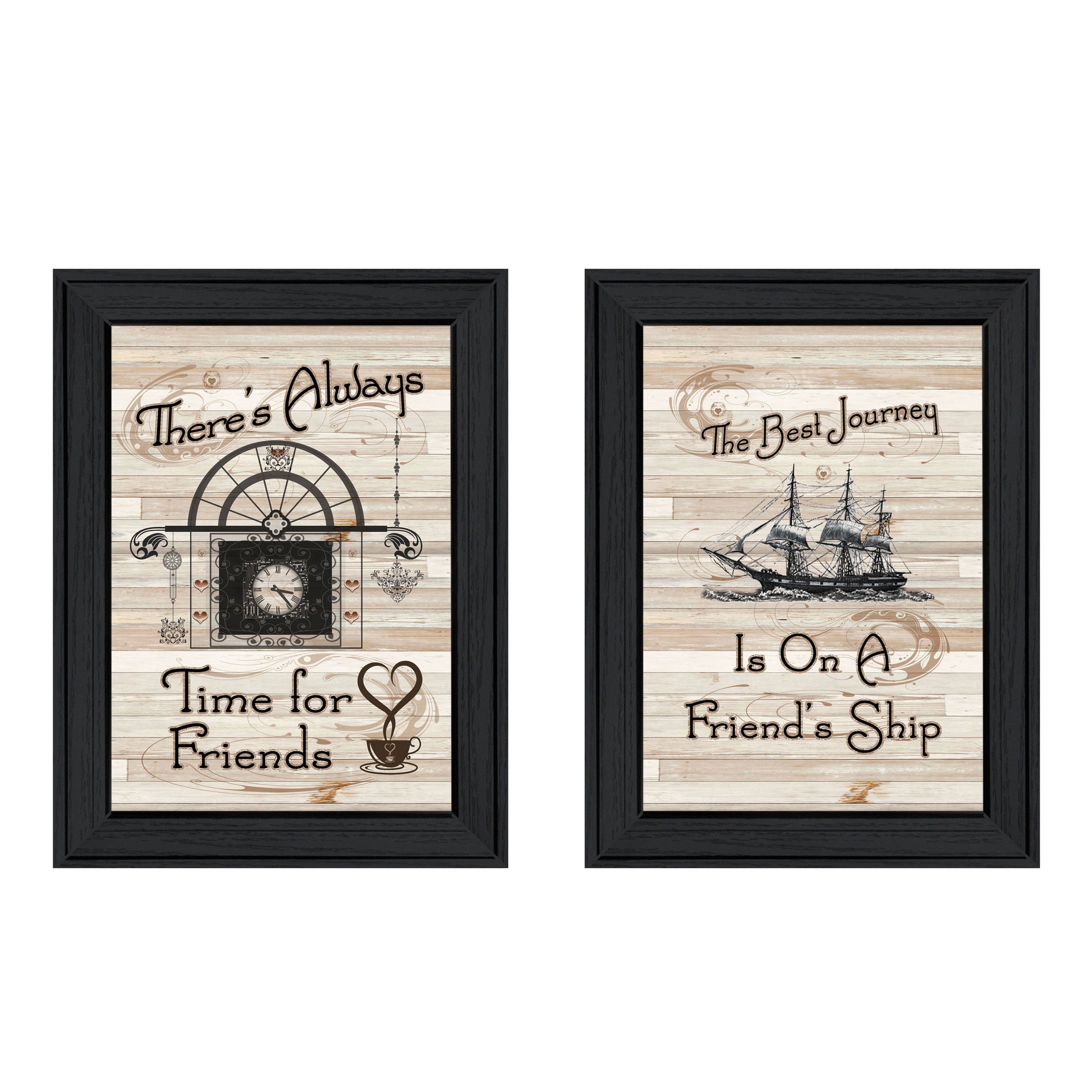 "Friendship Journey" 2-Piece Vignette by Millwork Engineering, Black Frame--1