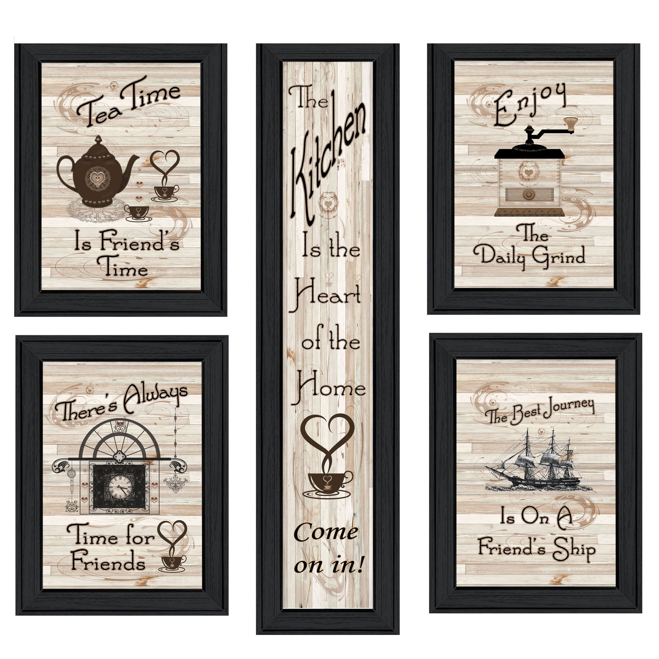 "Kitchen Friendship Collection" 5-Piece Vignette by Millwork Engineering, Black Frame--1