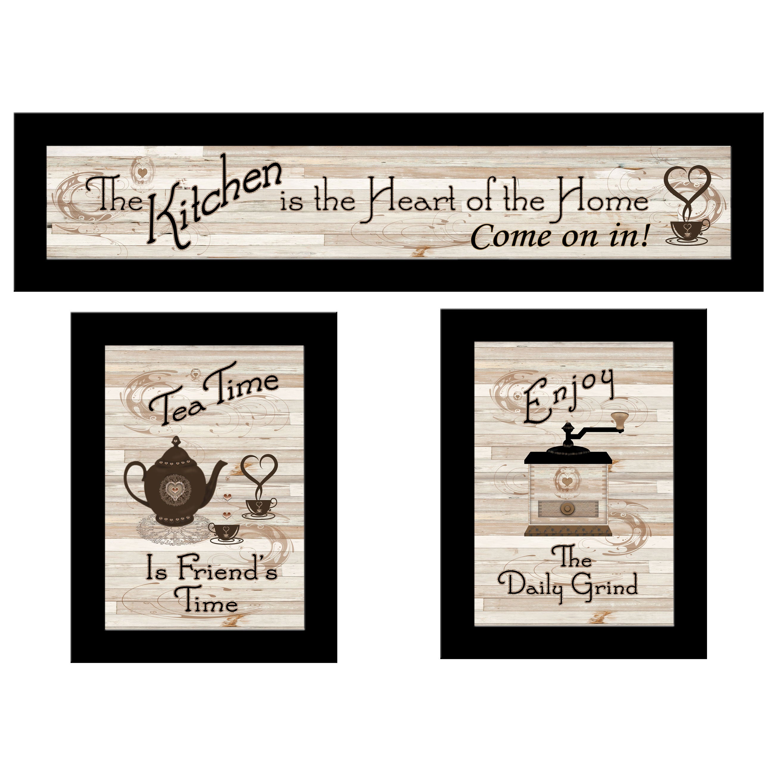 "Kitchen Friendship Collection III" 3-Piece Vignette by Millwork Engineering, Black Frame--1