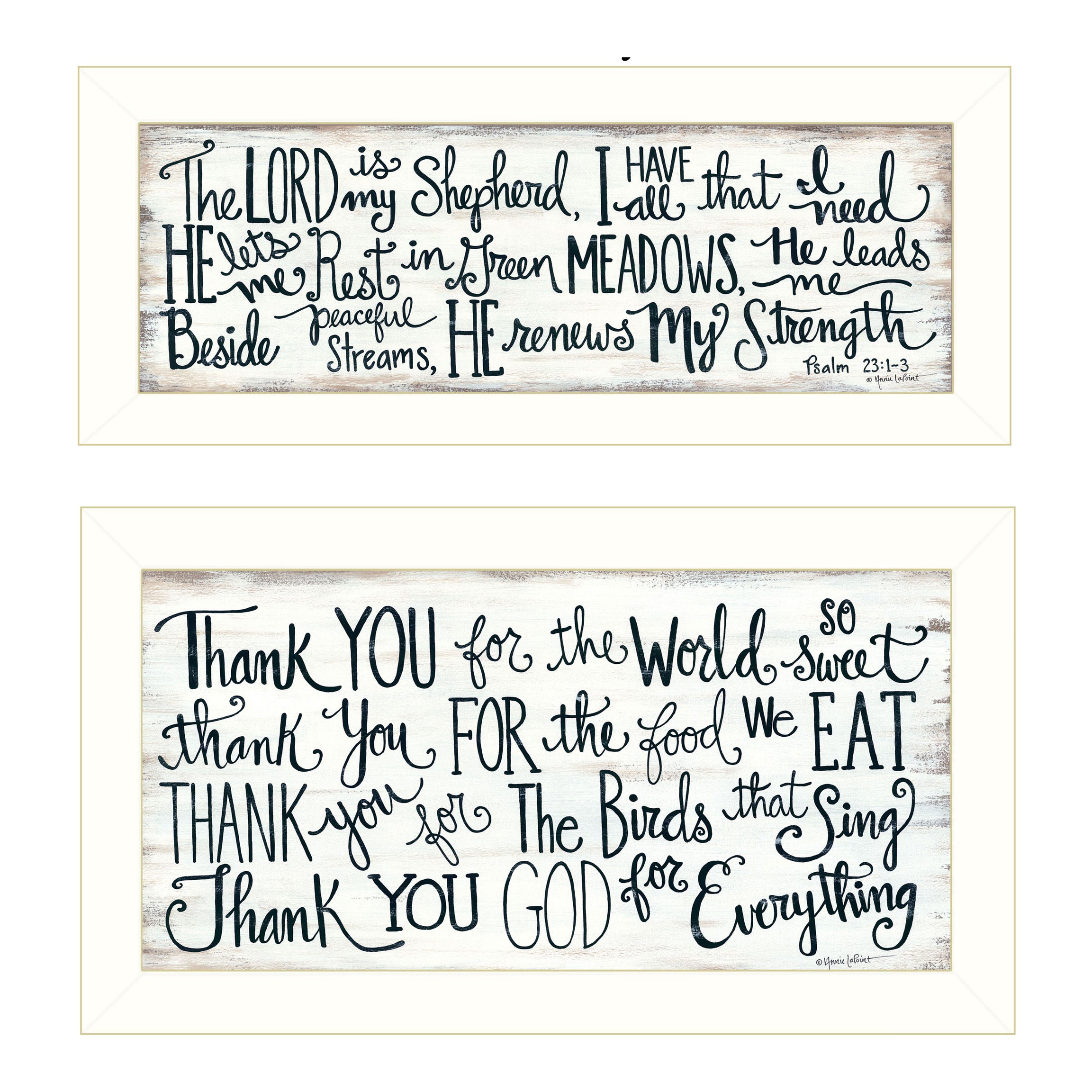 "Thank You Lord" 2-Piece Vignette by Annie LaPoint, White Frame--1