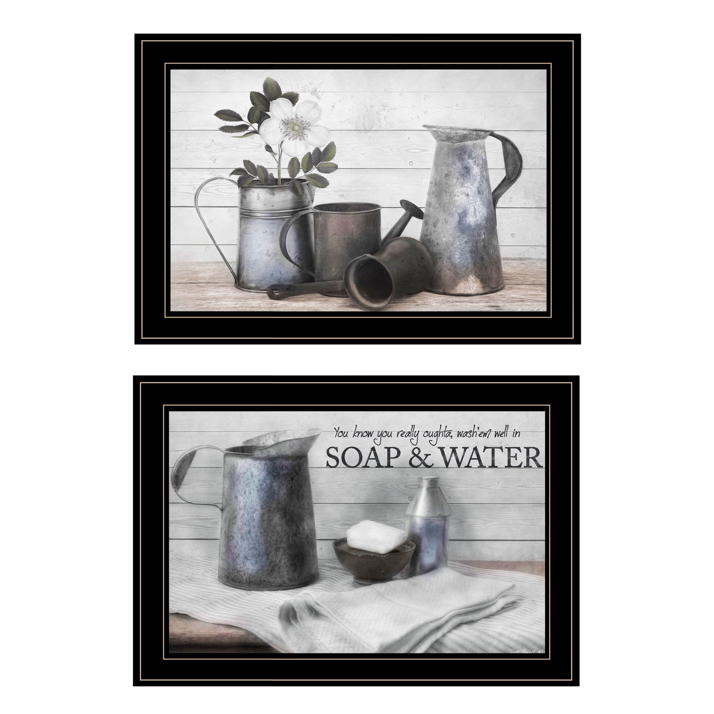 "Soap / Floral" 2-Piece Vignette by Robin-Lee Vieira, Black Frame--1