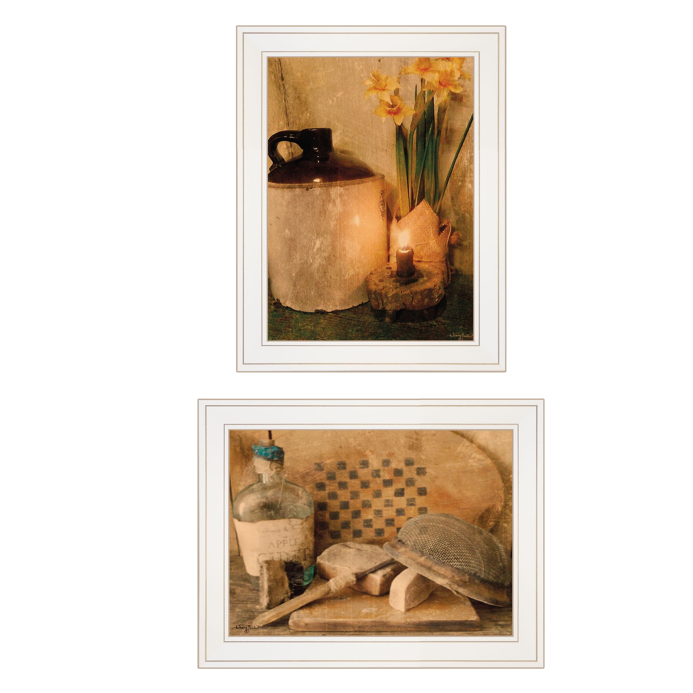 "Daffodils & Cider" 2-Piece Vignette by Anthony Smith, White Frame--1