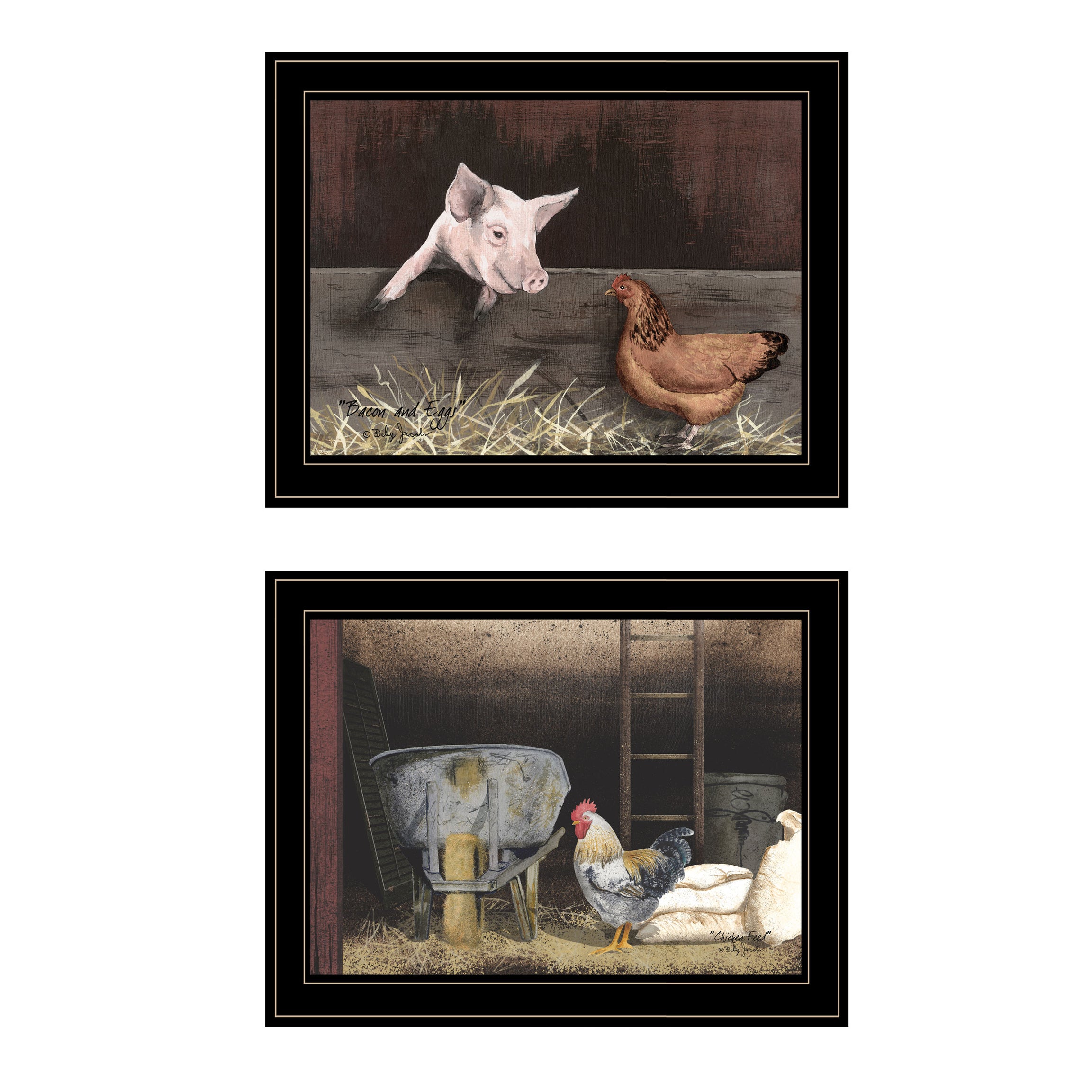 "Bacon & Eggs" 2-Piece Vignette by Billy Jacobs, Black Frame--1