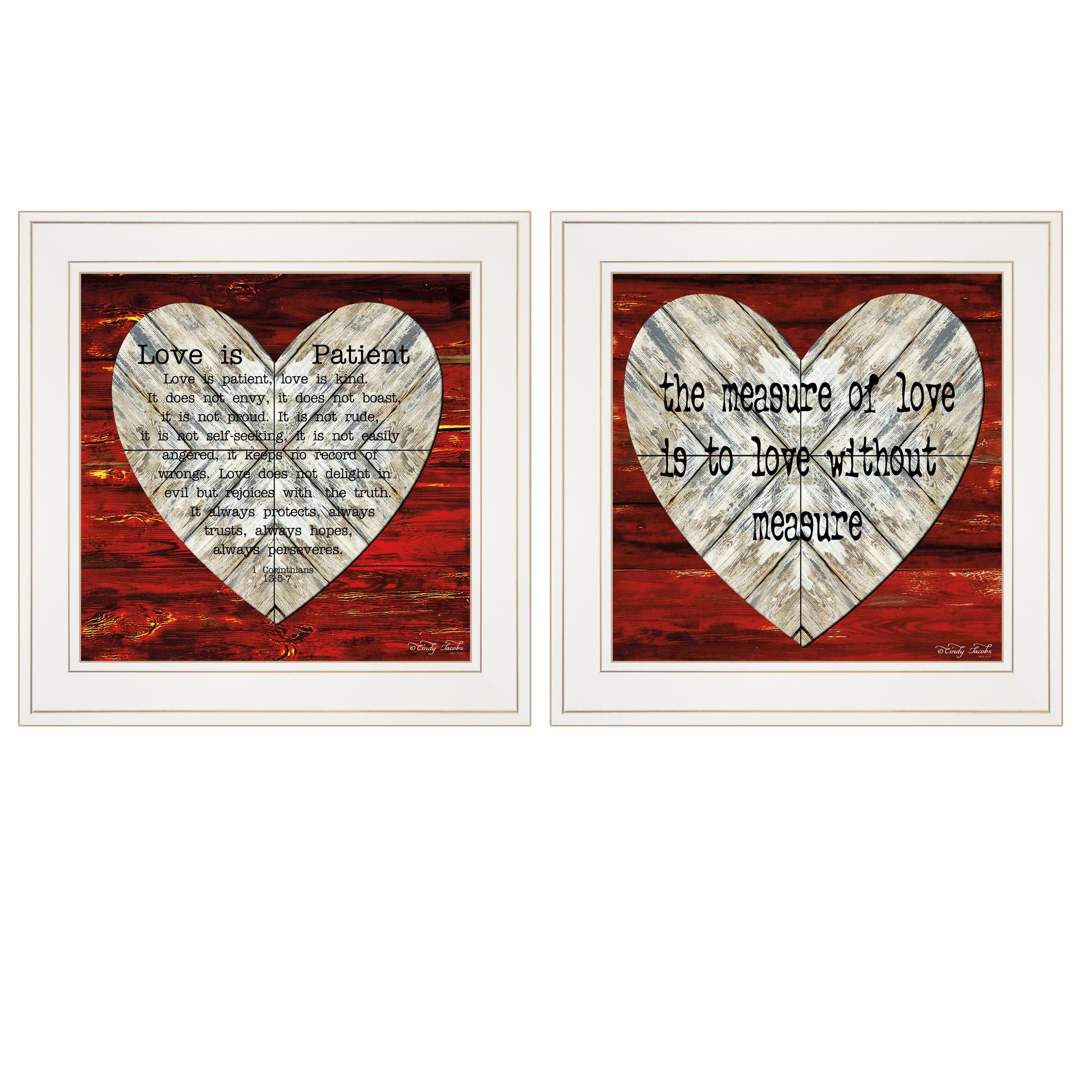 "Love is Patient / Measure" 2-Piece Vignette by Cindy Jacobs, White Frame--1