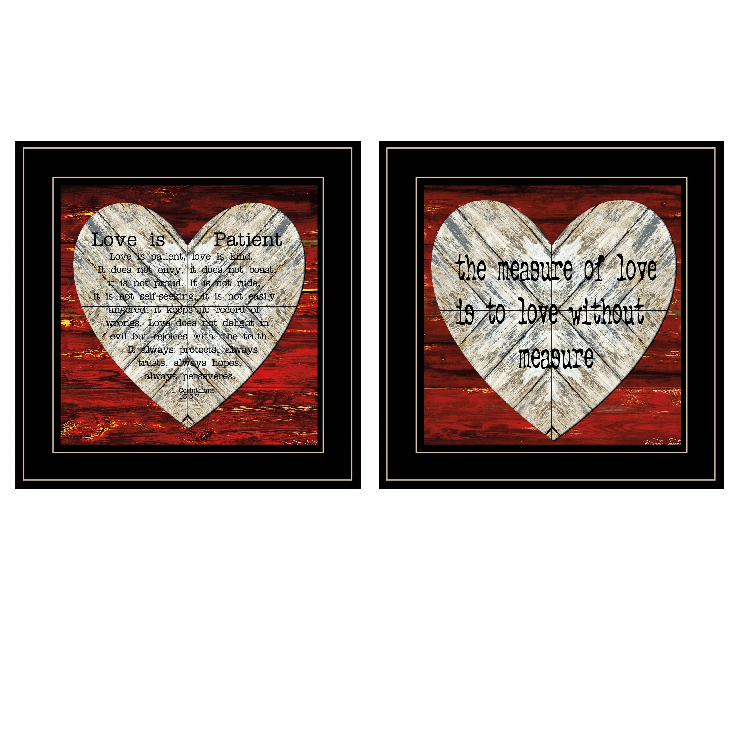 "Love is Patient / Measure" 2-Piece Vignette by Cindy Jacobs, Black Frame--1