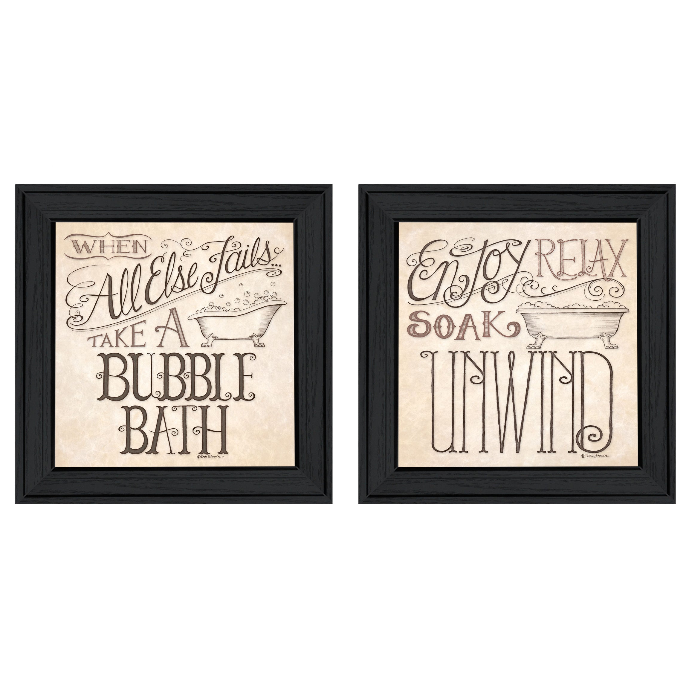 "Soak & Unwind" 2-Piece Vignette By Deb Strain, Black Frame--1