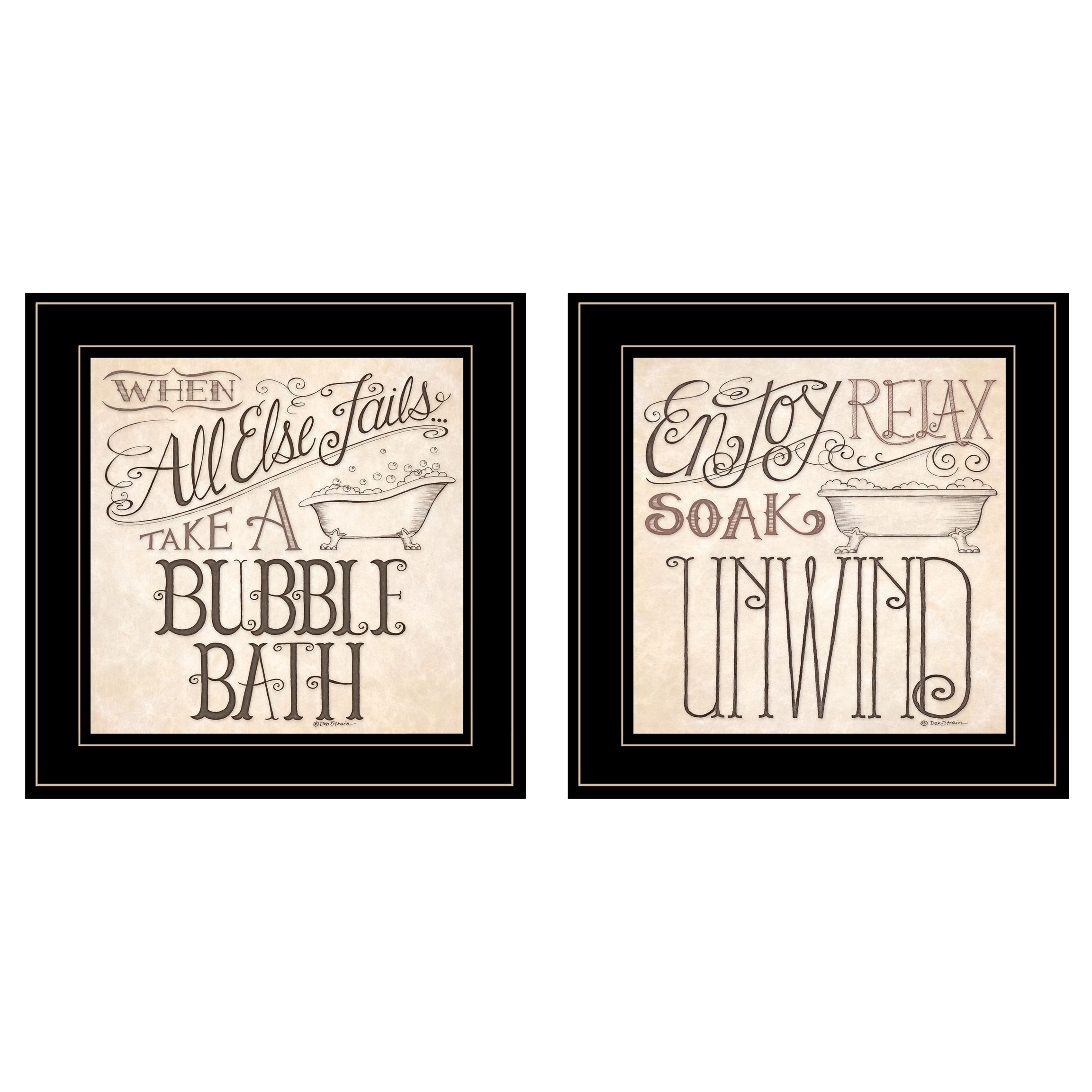 "Soak & Unwind" 2-Piece Vignette by Deb Strain, Black Frame--1