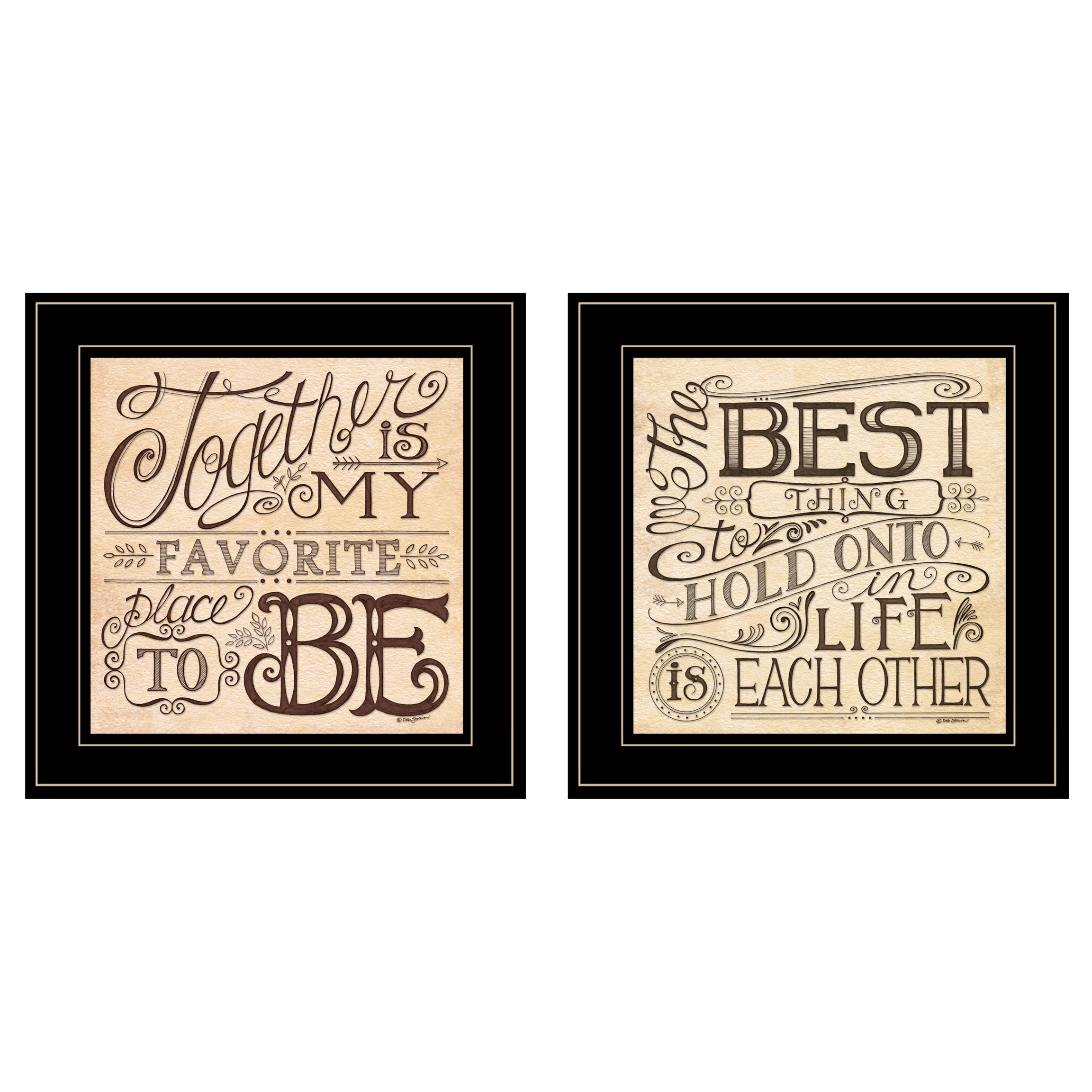 "Together / Each Other" 2-Piece Vignette by Deb Strain, Black Frame--1