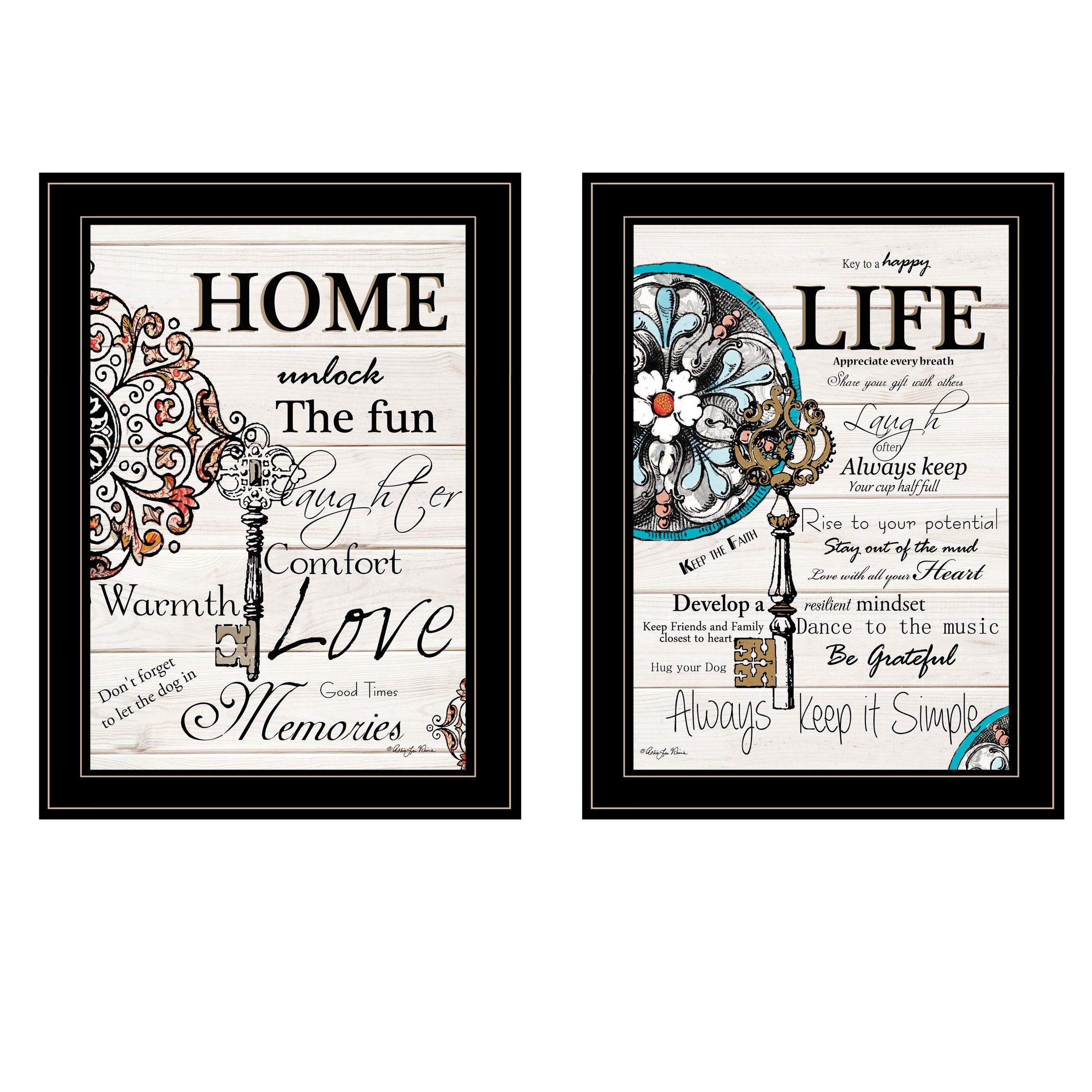 "Life / Home" 2-Piece Vignette by Robin-Lee Vieira, Black Frame--1