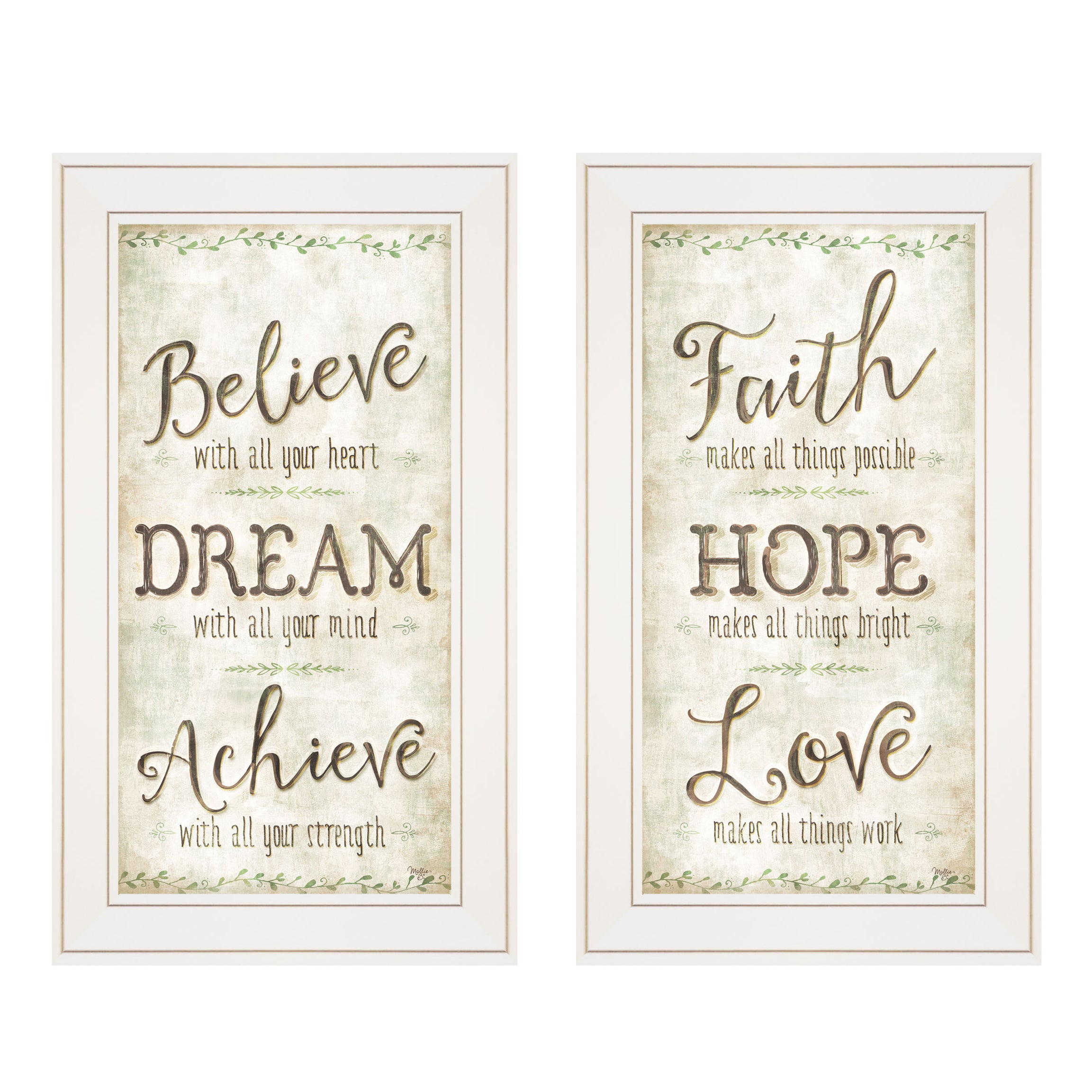 "Faith / Believe" 2-Piece Vignette by Mollie B, White Frame--1