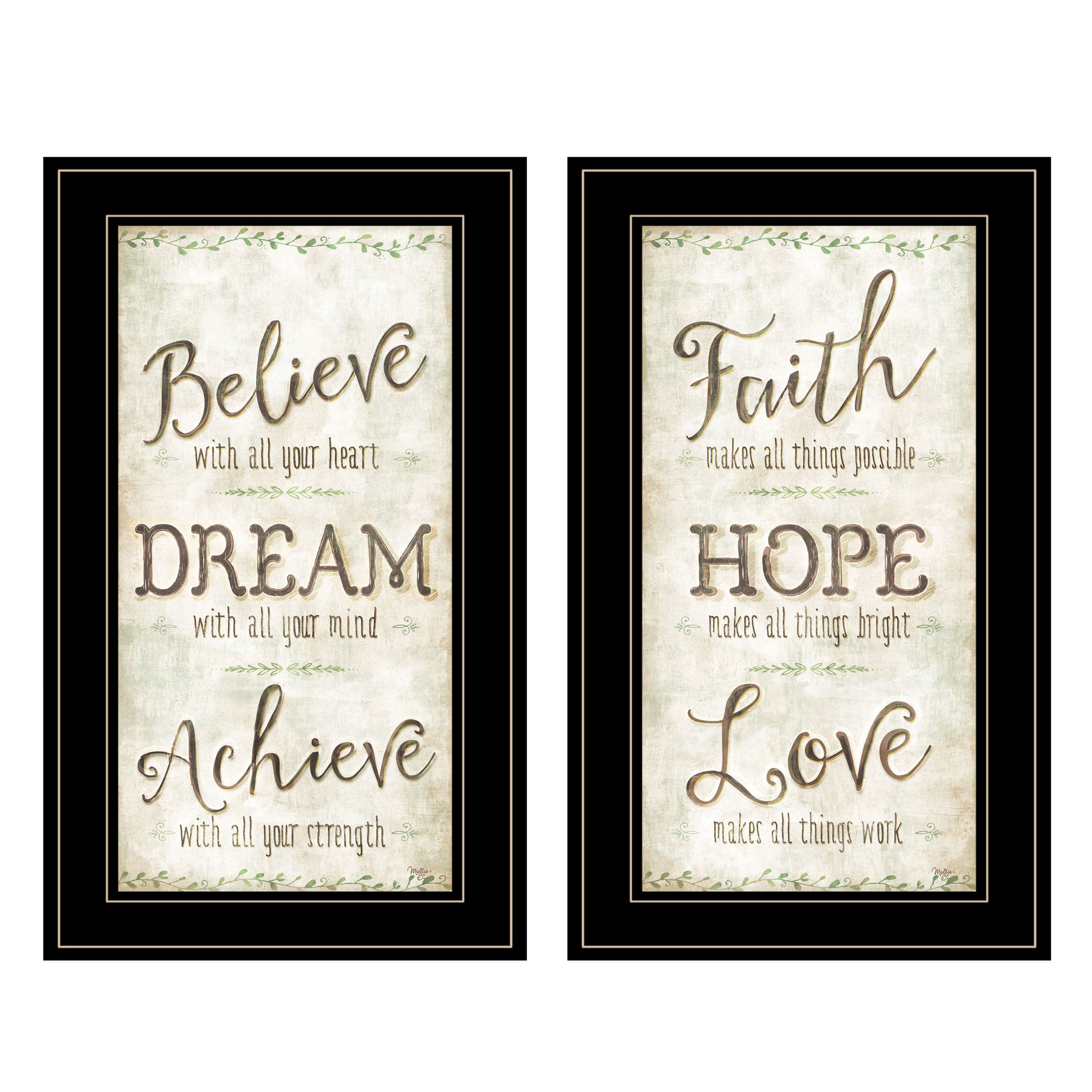 "Faith / Believe" 2-Piece Vignette by Mollie B, Black Frame--1