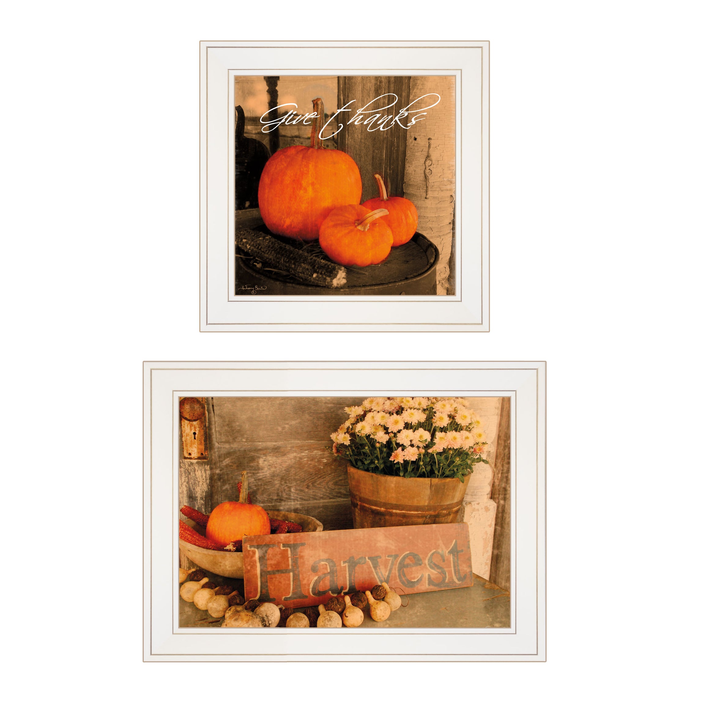 "Autumn Harvest" 2-Piece Vignette by Anthony Smith, White Frame--1