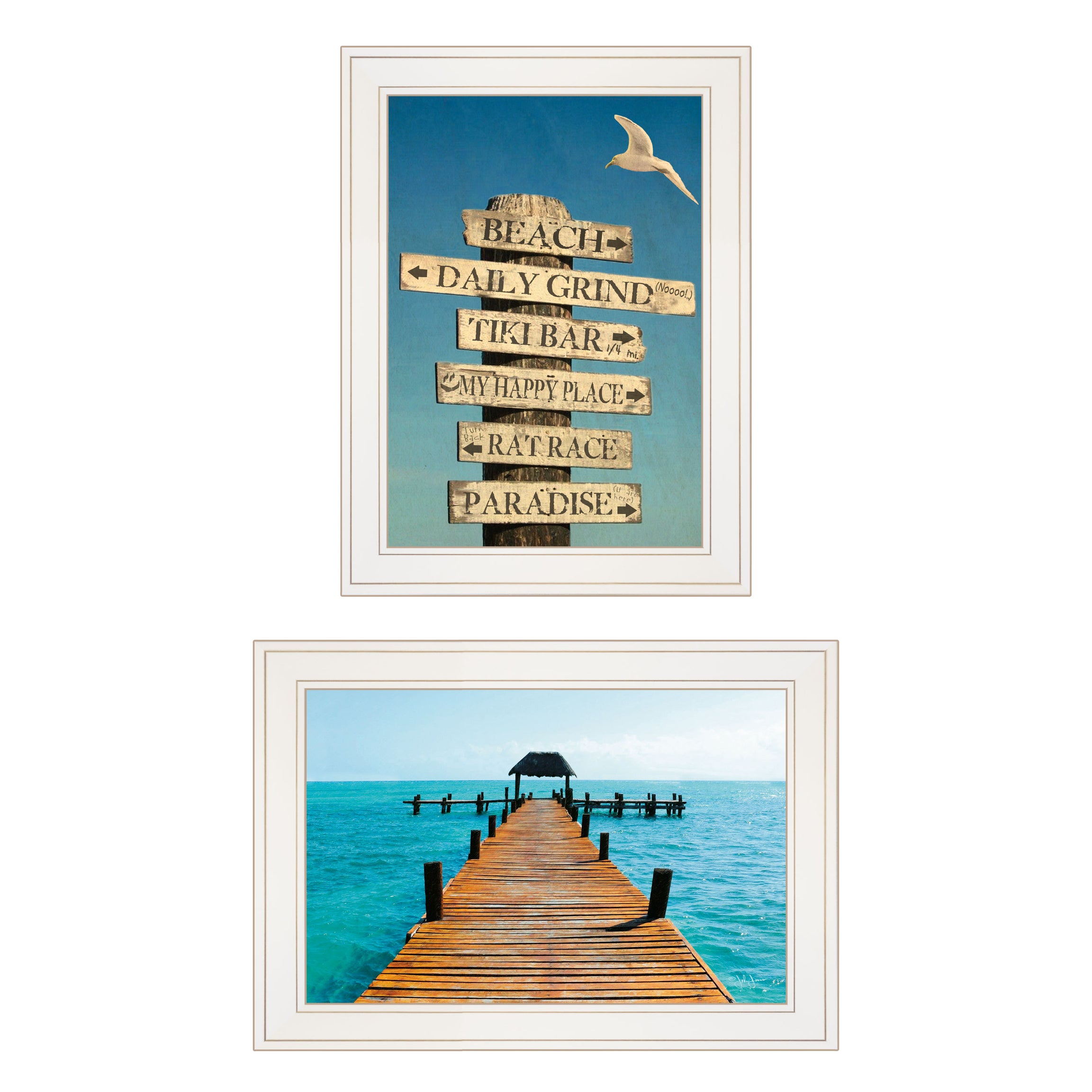 "Beach Nautical" 2-Piece Vignette by Graffitee Studios, White Frame--1