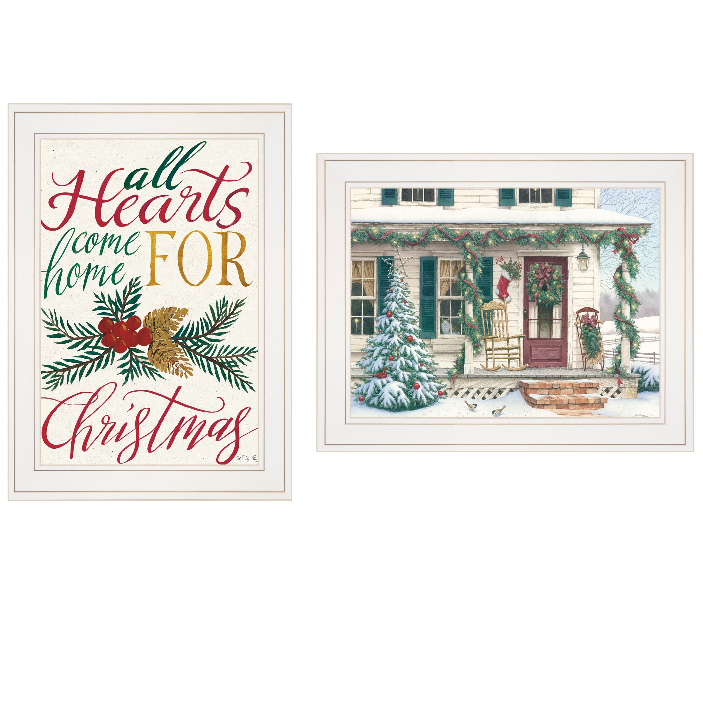 "Come Home for Christmas" 2-Piece Vignette by Cindy Jacobs and Richard Cowdrey, White Frame--1