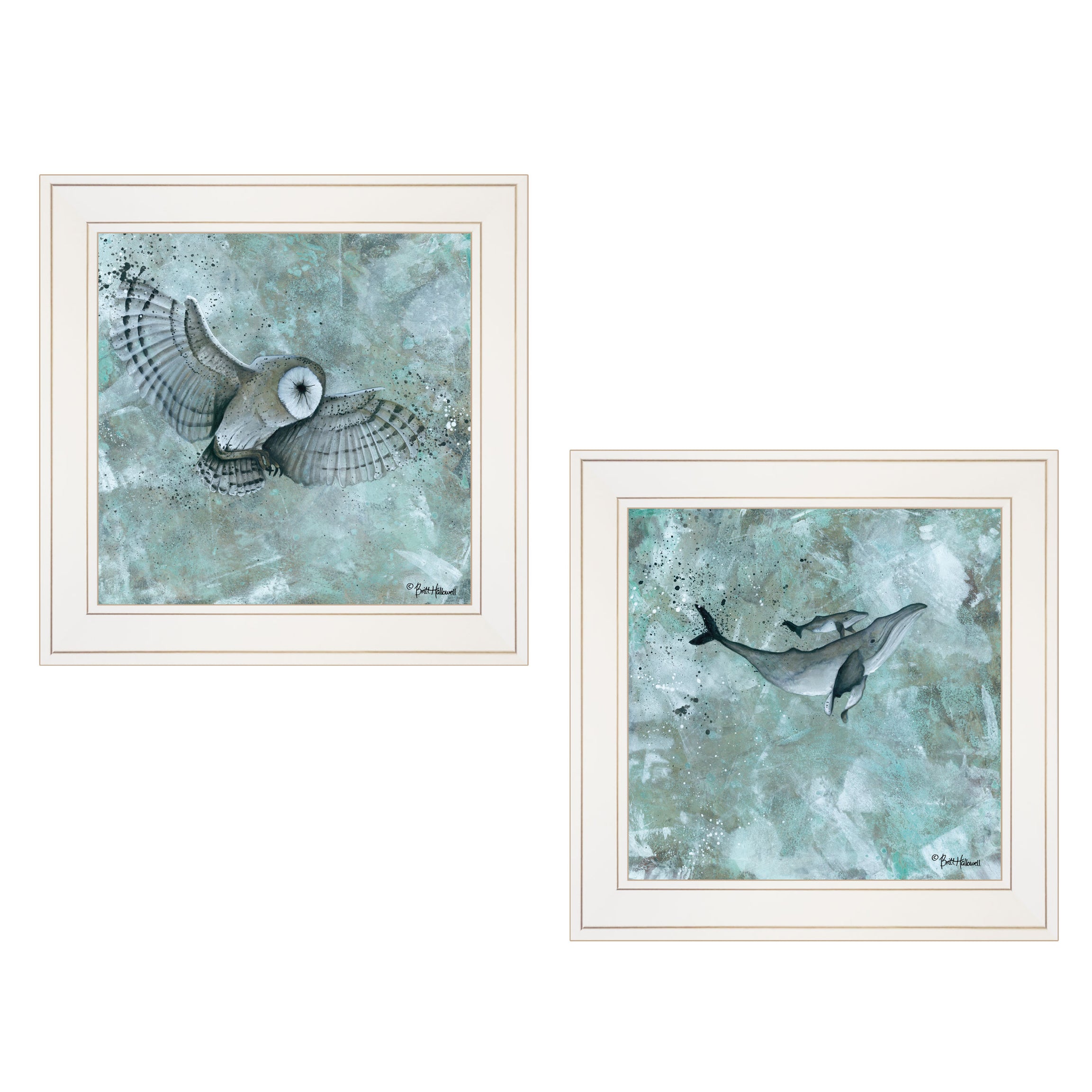 "Wildlife" 2-Piece Vignette by Britt Hallowell, White Frame--1