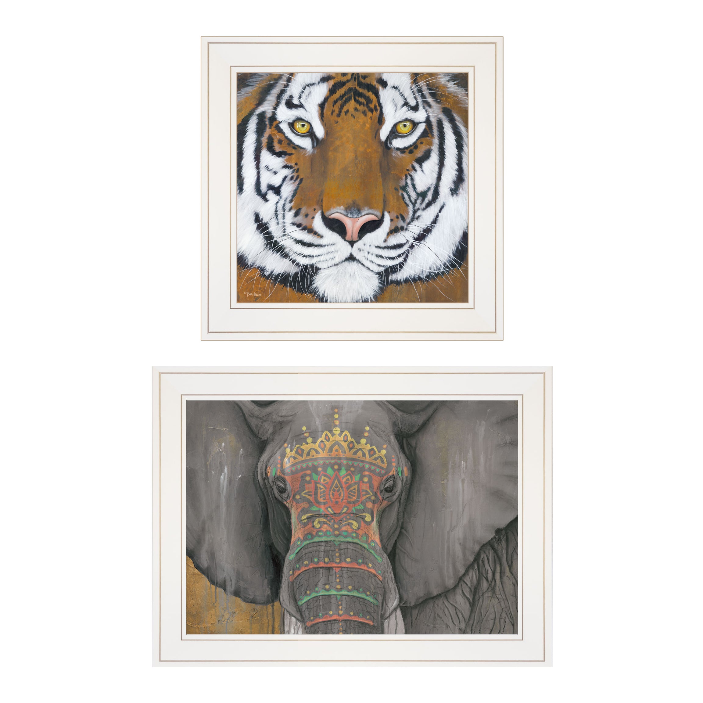 "Wildlife II" 2-Piece Vignette by Britt Hallowell, White Frame--1