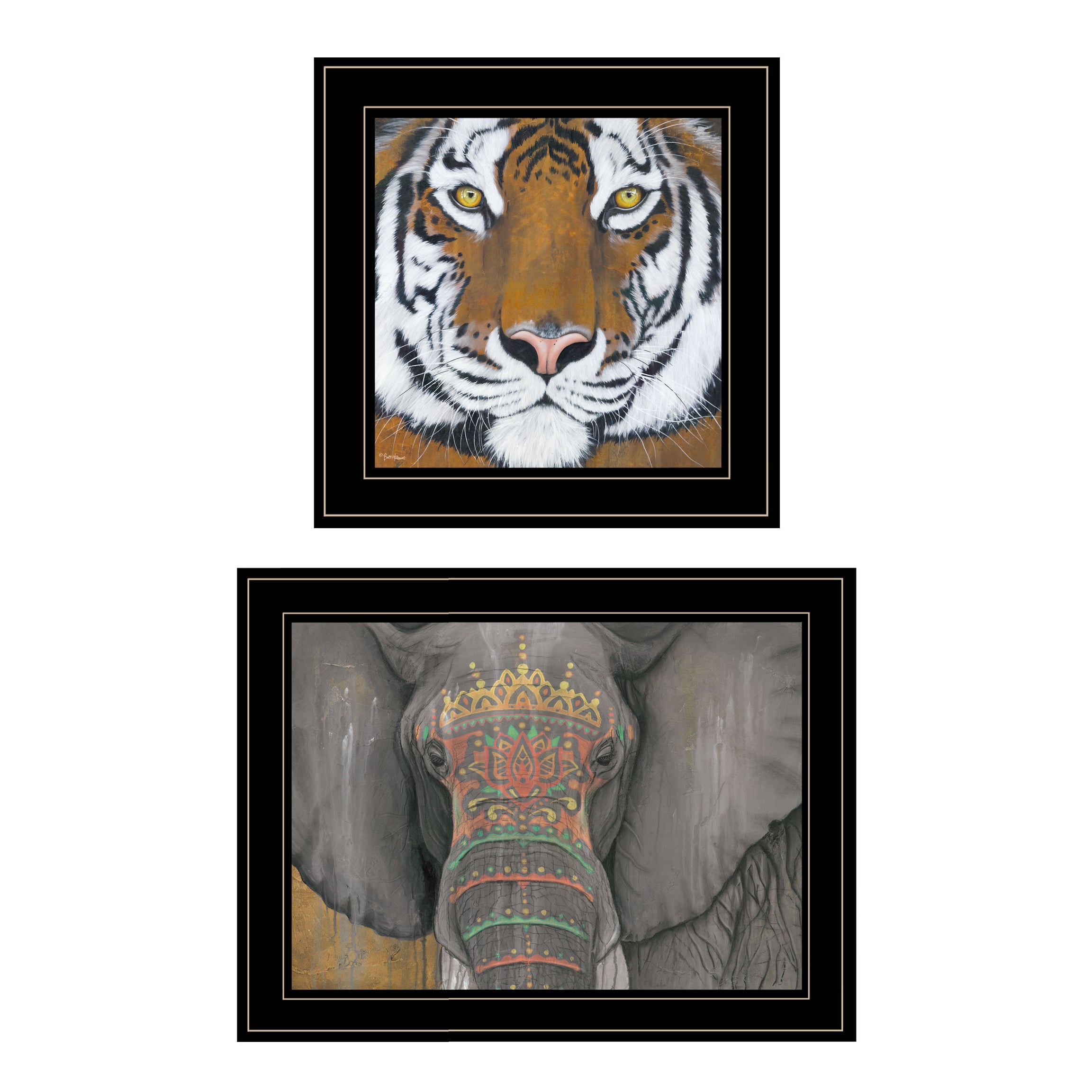 "Wildlife II" 2-Piece Vignette by Britt Hallowell, Black Frame--1