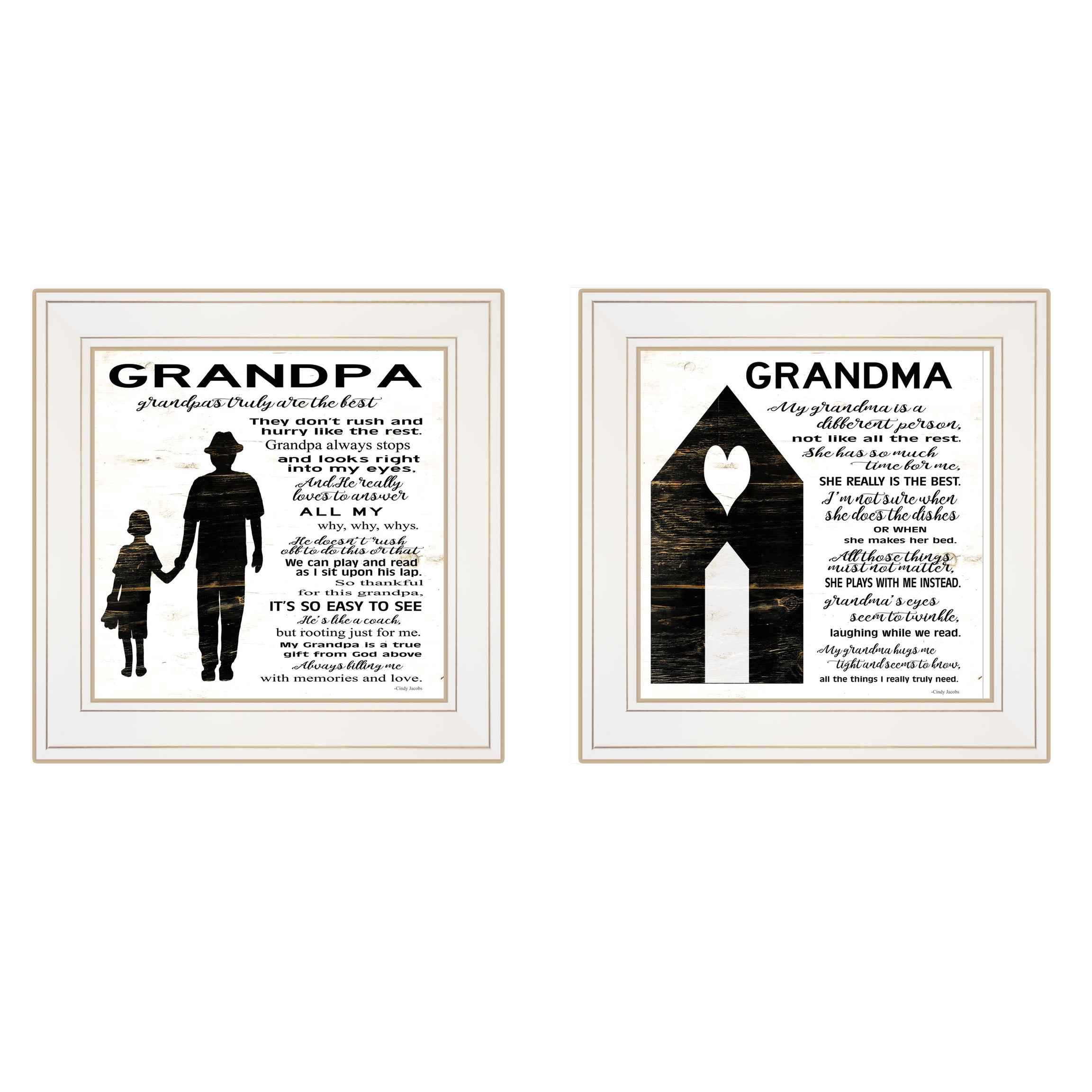 "My Grandparents are the Best" 2-Piece Vignette by Artist Cindy Jacobs , Ready to Hang Framed Print, White Frame--1