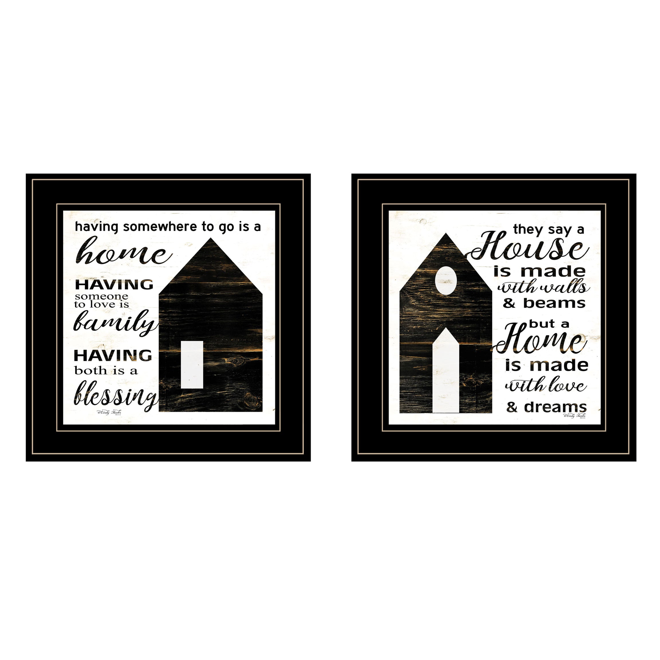 "House/Blessing" 2-Piece Vignette by Cindy Jacobs, Black Frame--1