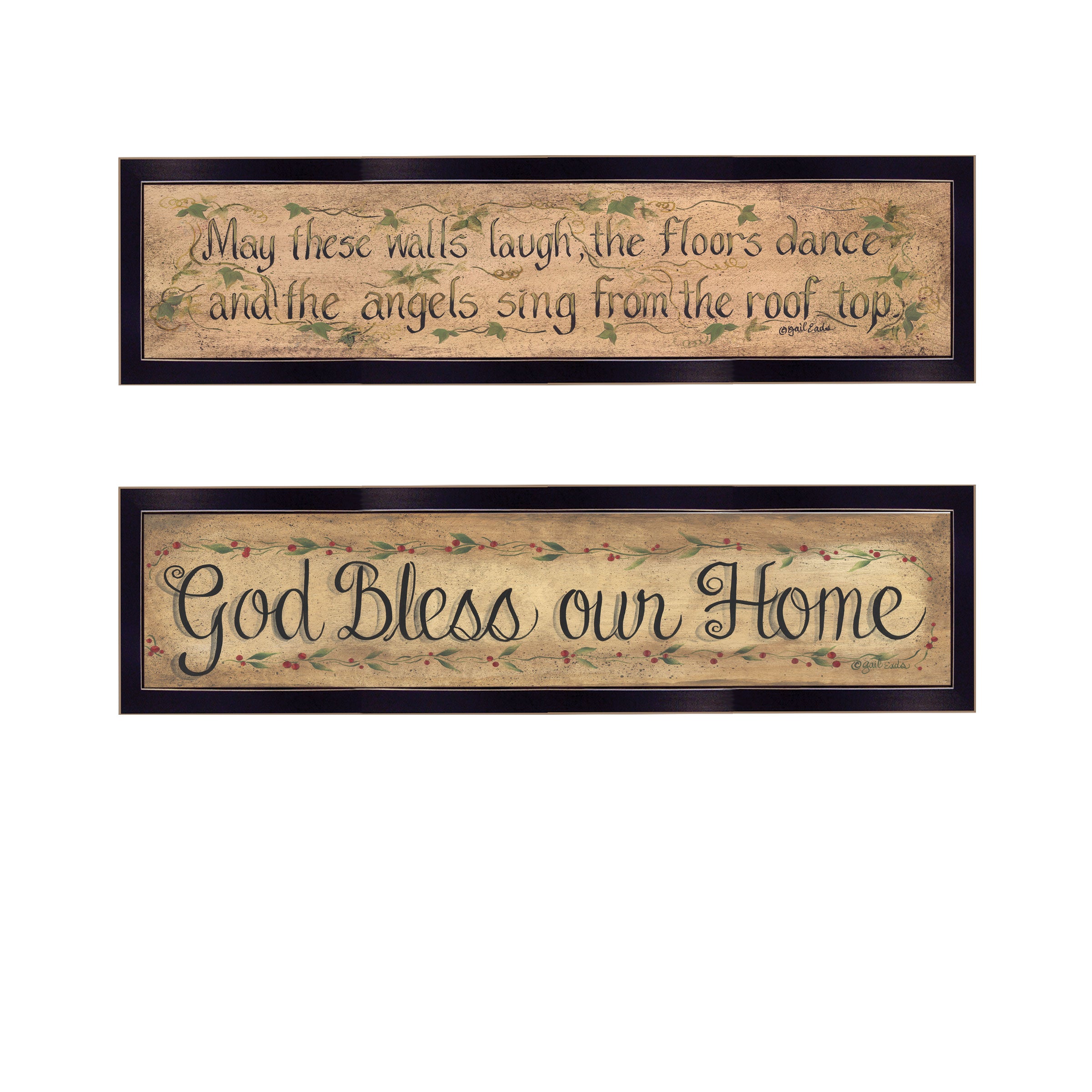 "Blessed Home" 2-Piece Vignette by Gail Eads, Black Frame--1