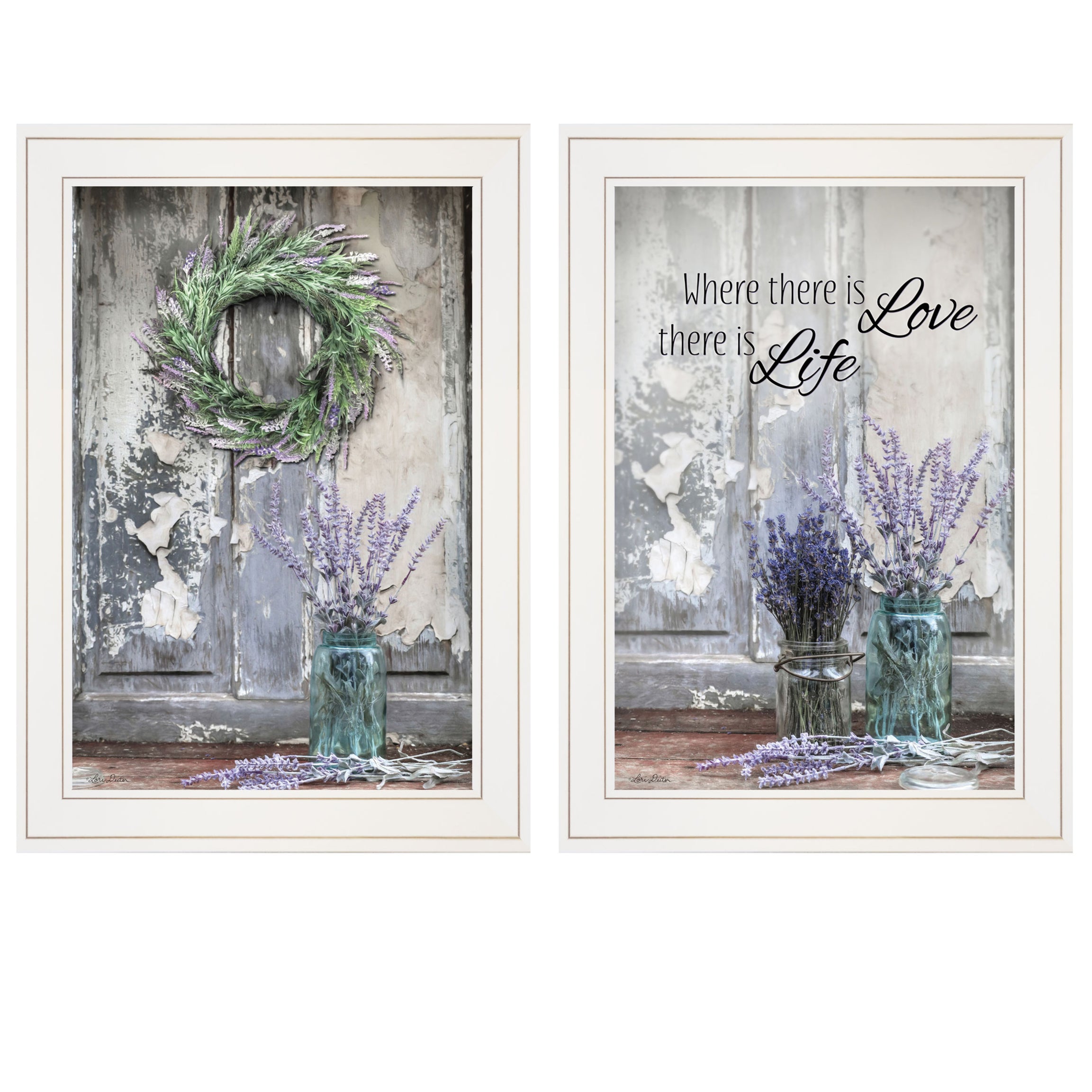 "Where There is Love" 2-Piece Vignette by Lori Deiter, White Frame--1