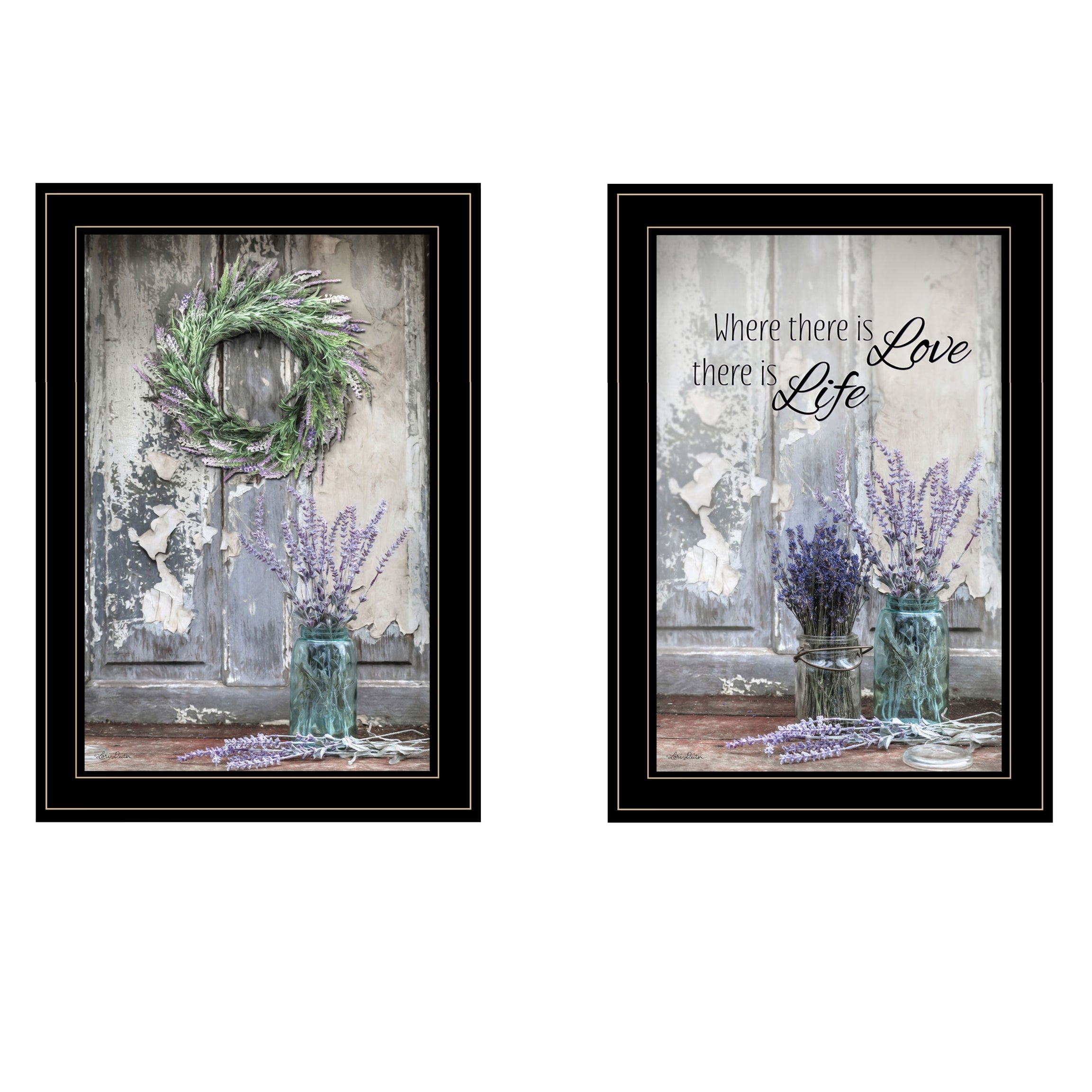 "Where There is Love" 2-Piece Vignette by Lori Deiter, Black Frame--1