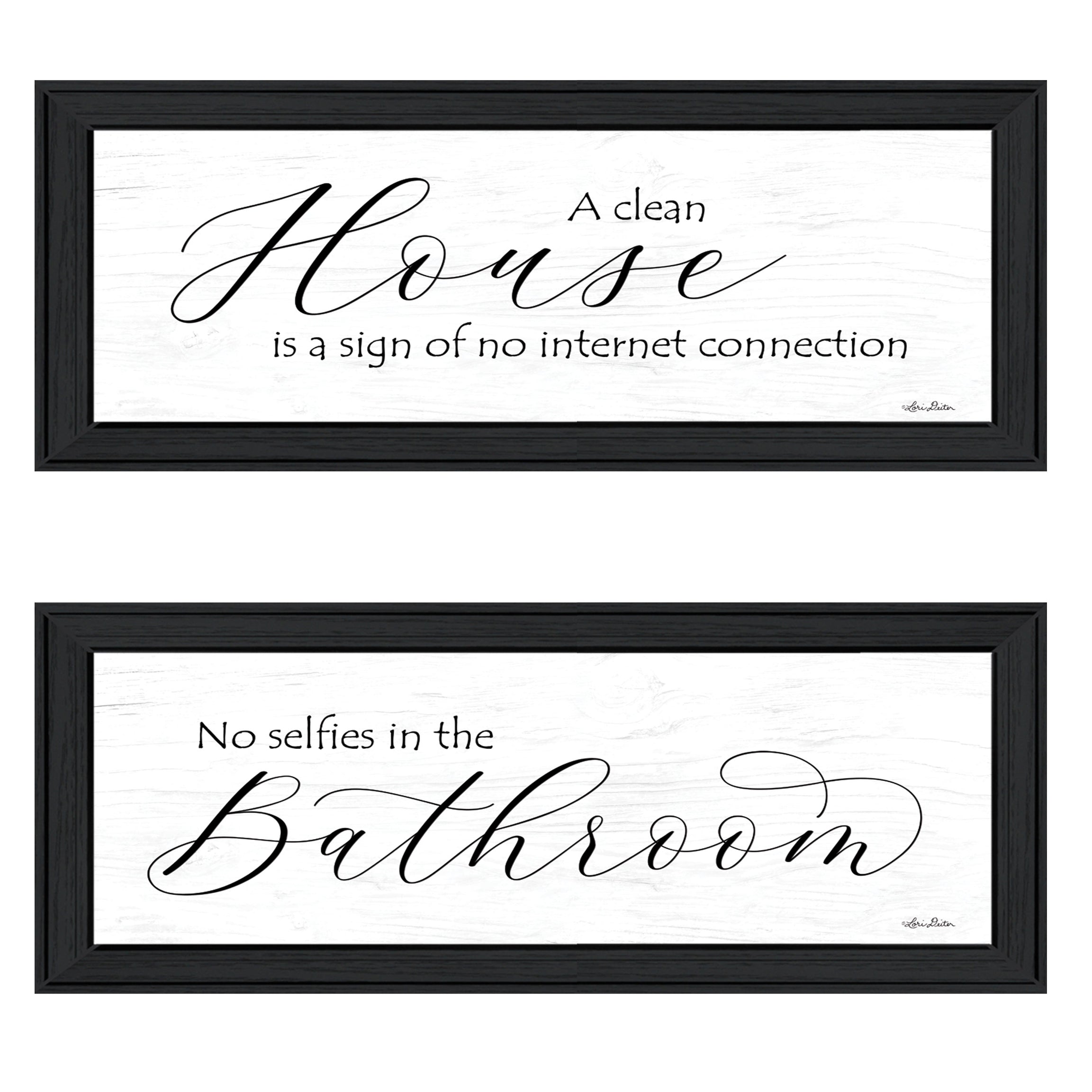 "Household Humor" 2-Piece Vignette by Lori Deiter, Black Frame--1