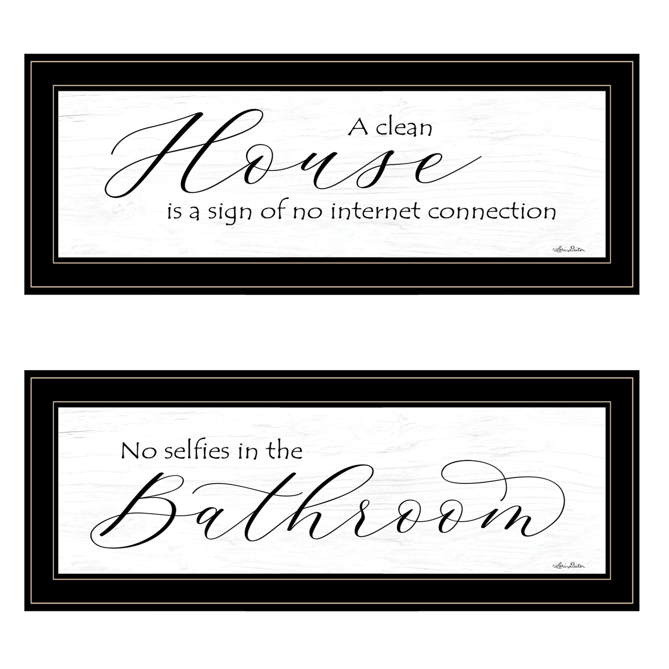 "Household Humor" 2-Piece Vignette by Lori Deiter, Black Frame--1