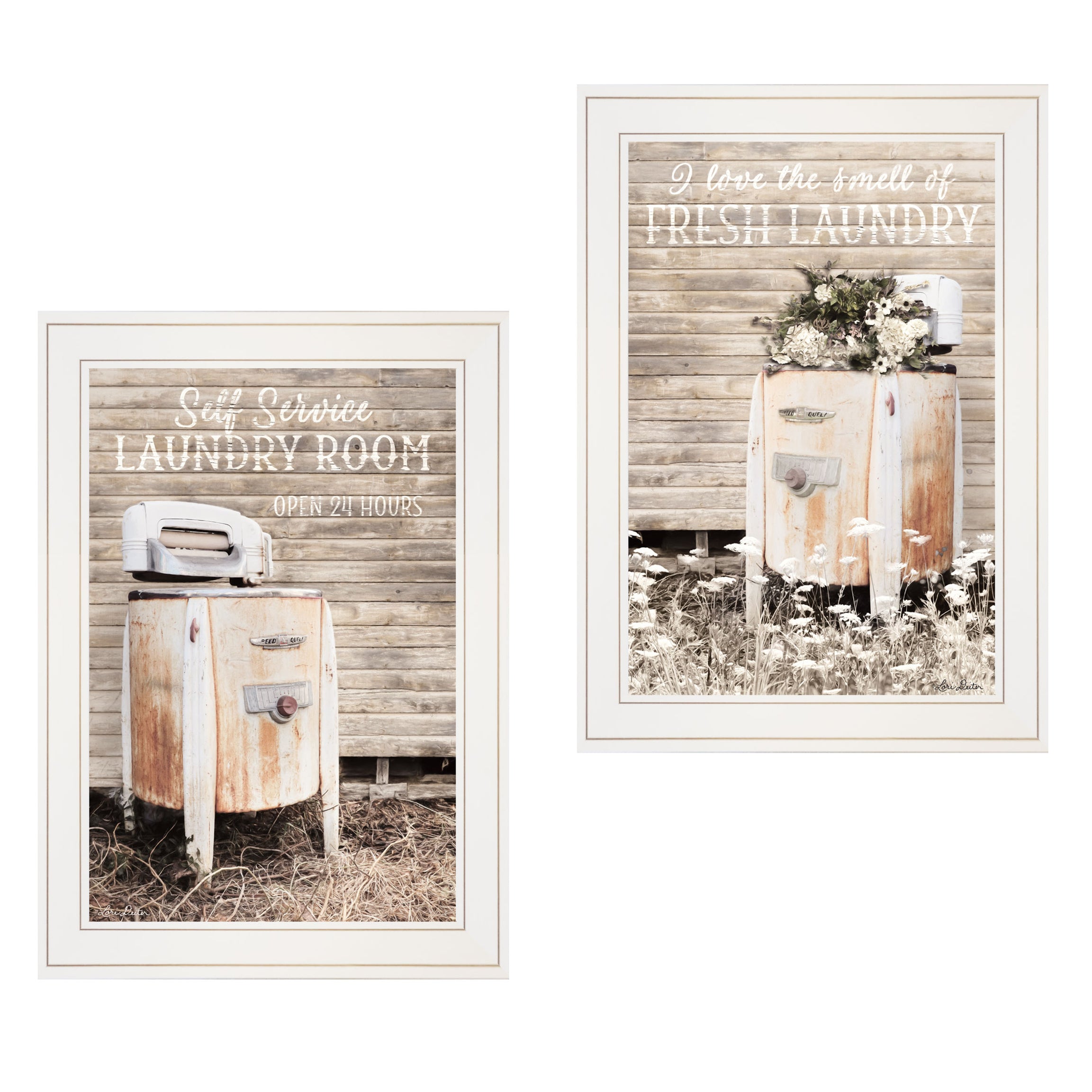 Trendy Decor 4U "Laundry Room" Framed Wall Art, Modern Home Decor 2 Piece Vignette for Living Room, Bedroom & Farmhouse Wall Decoration by Lori Deiter--1