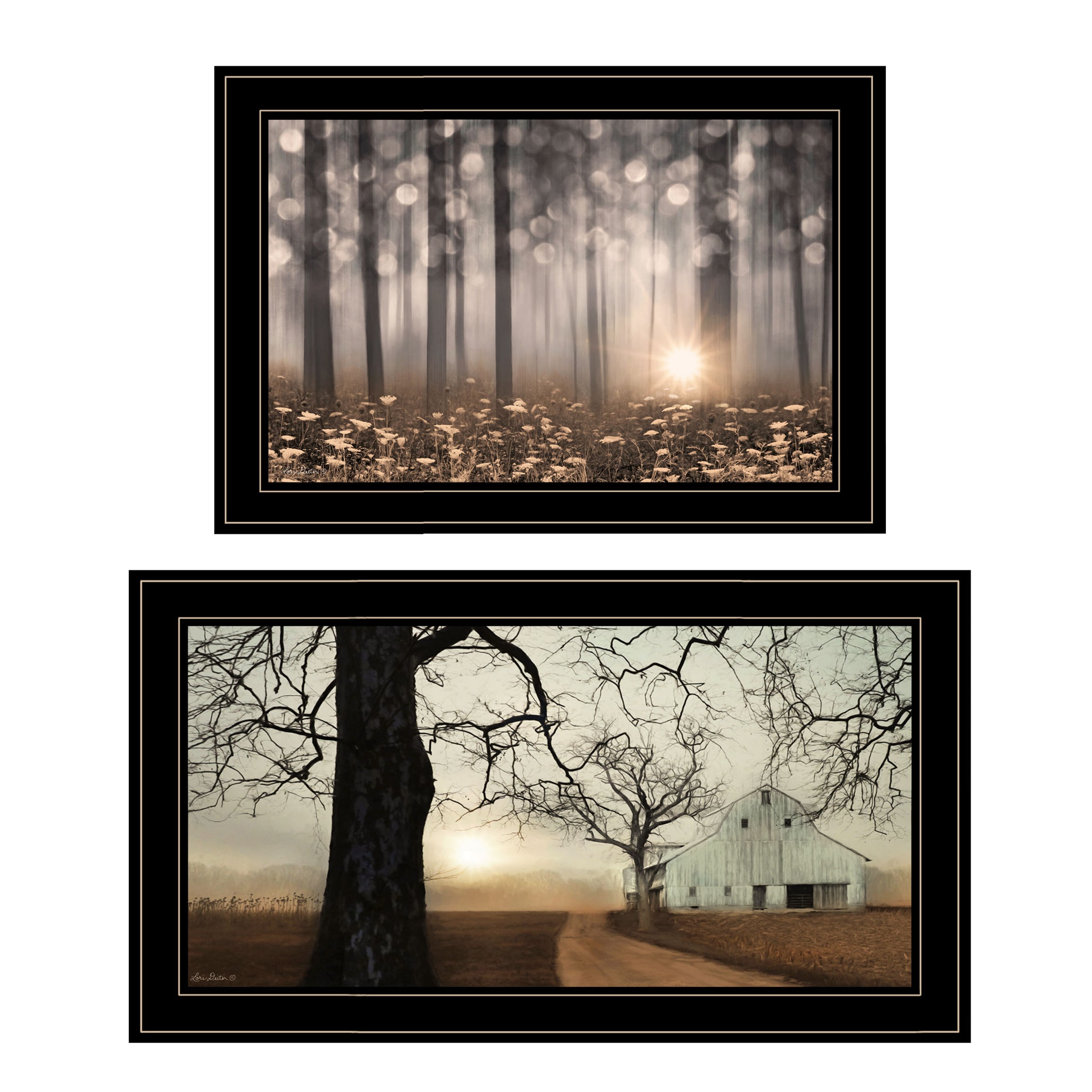 "Enchanted Sunrise" 2-Piece Vignette by Lori Deiter, Black Frame--1