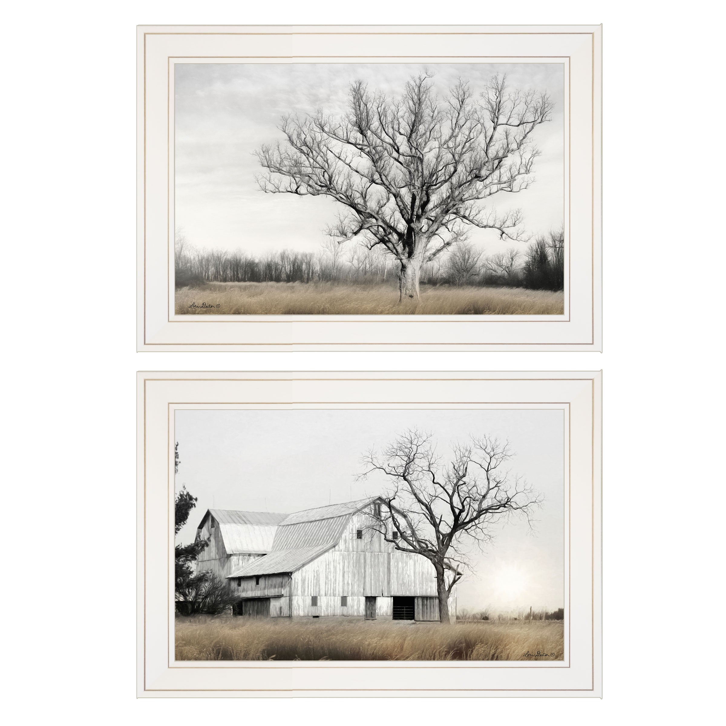 "Ohio Fields I" 2-Piece Vignette by Lori Deiter, White Frame--1